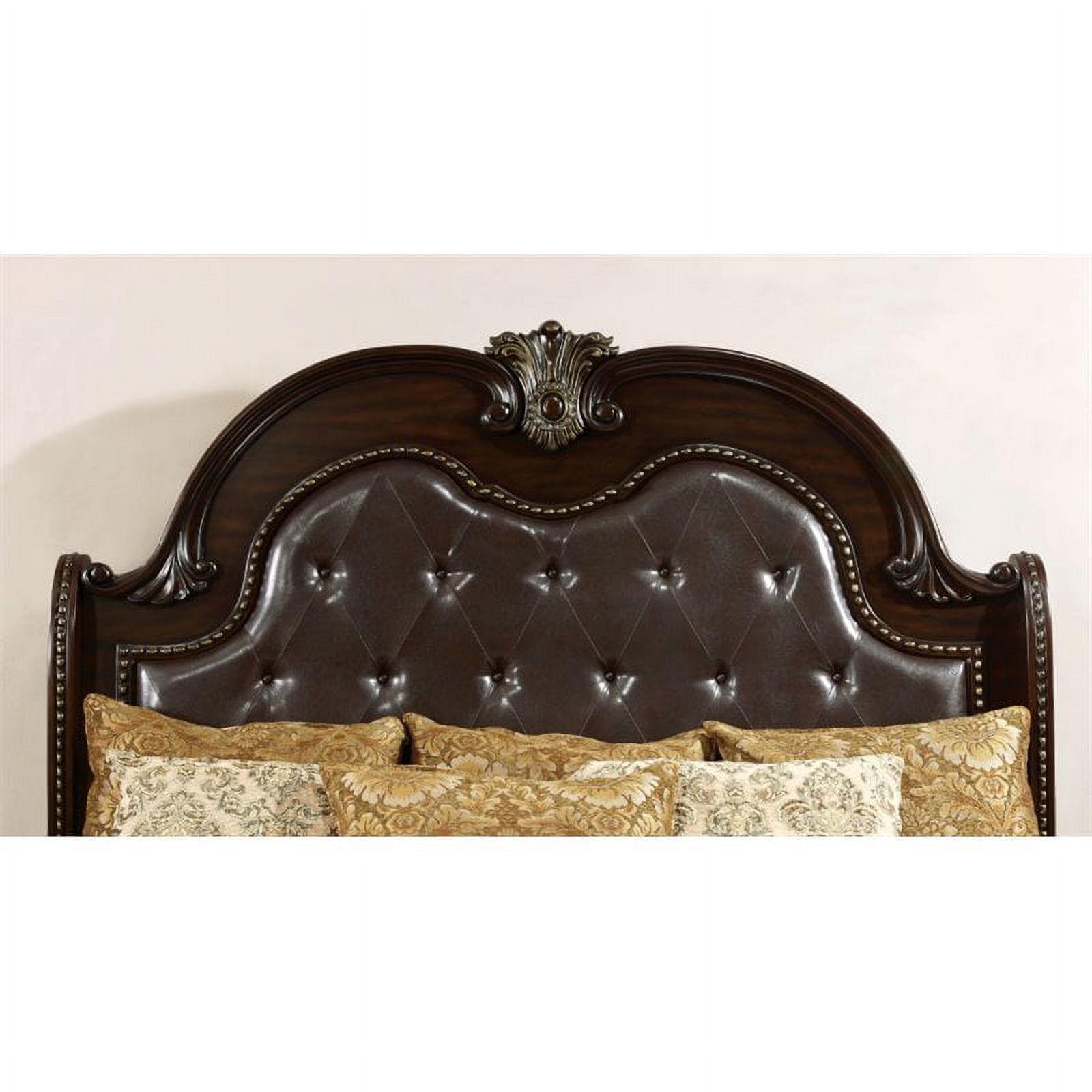 Furniture of America Strout Traditional Wood Panel King Bed in Brown Cherry