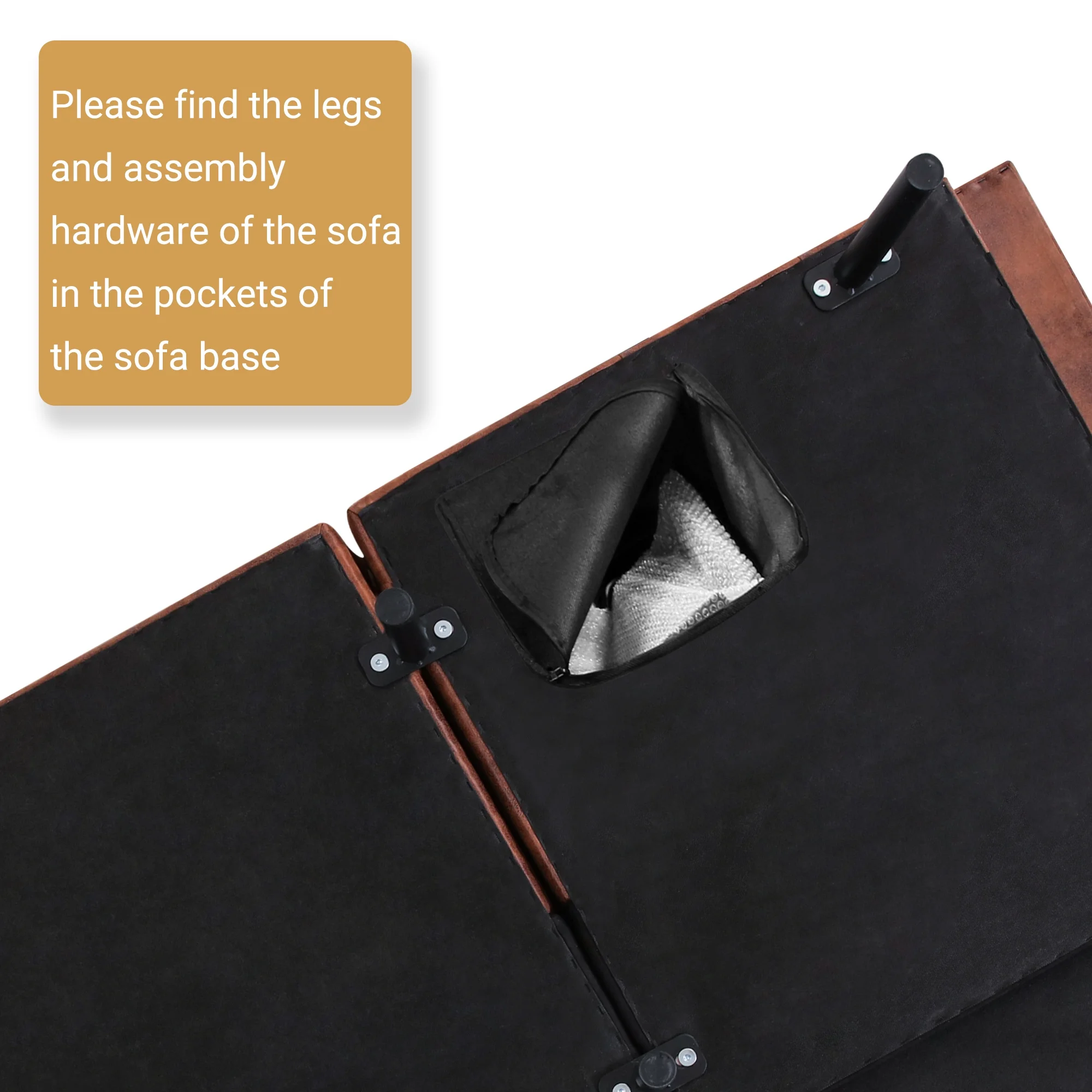 Airdown Sofa, with Armrests And Metal Legs, Convertible Futon Sofa Bed, Brown