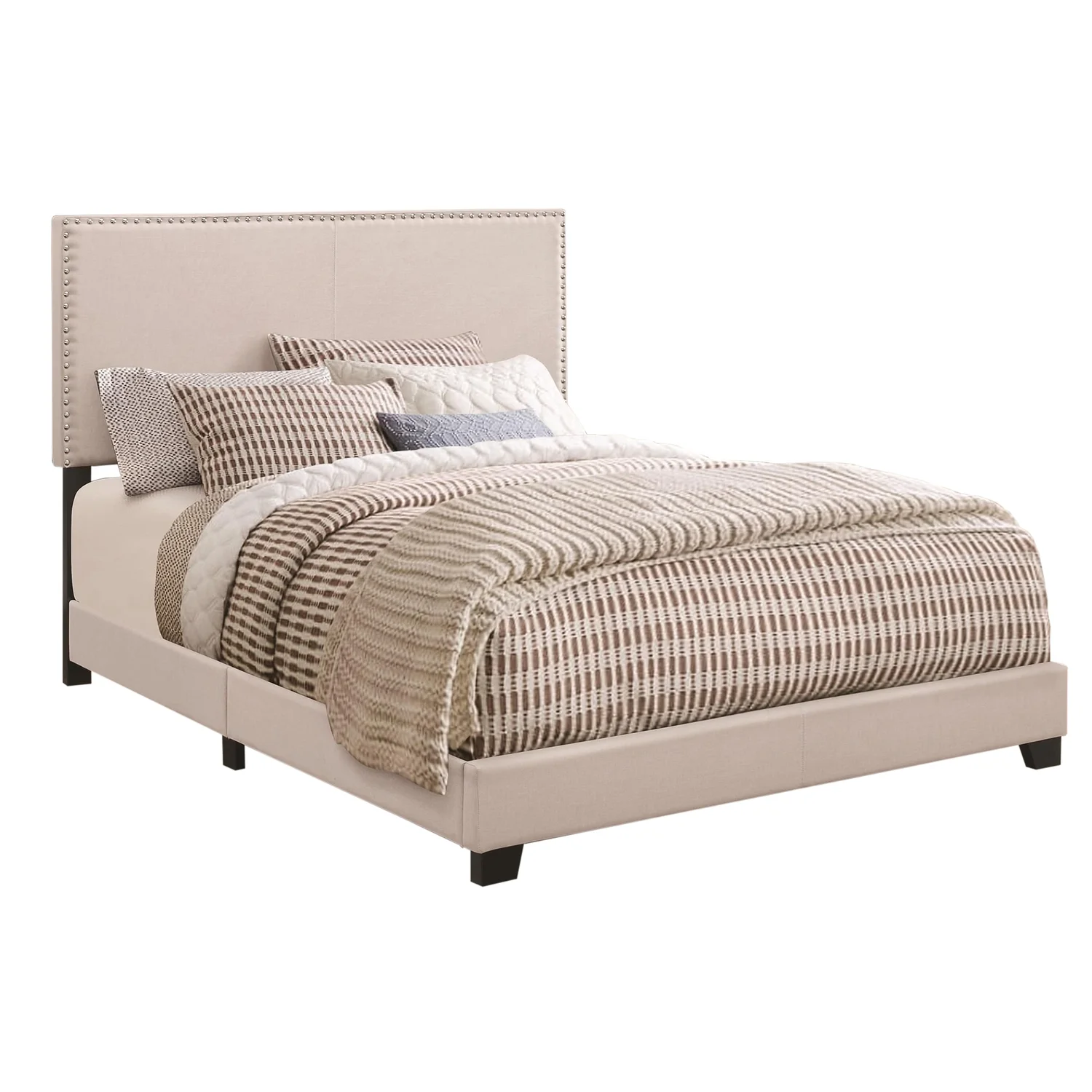 Benzara BM172143 49.5 x 76 x 91.75 in. California King Size Upholstered Bed - Ivory