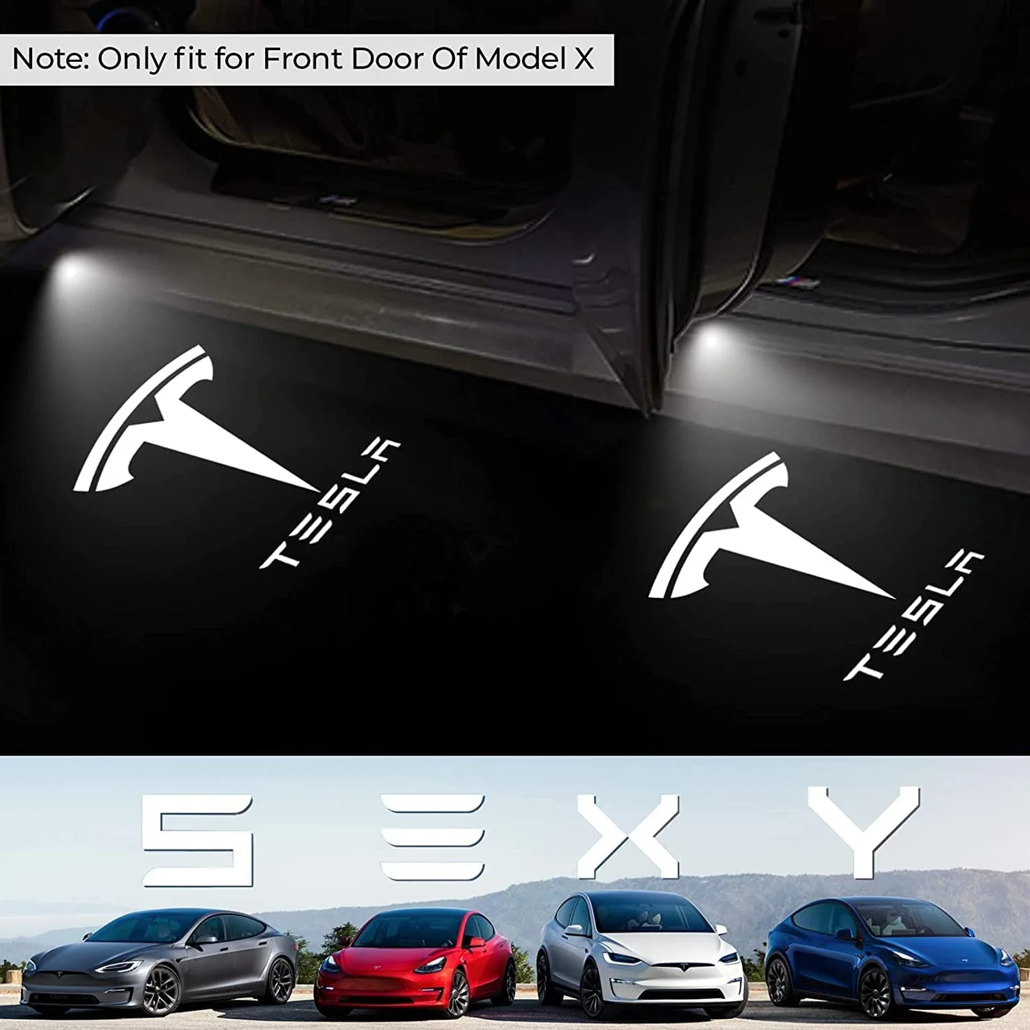 ATOM Tesla Model Car Door Led Logo Projector Puddle Led Laser Welcome Logo Lights 3D Ghost Shadow Light for Tesla Model 3 Model S Model Y Model X Accessories (2Pcs)