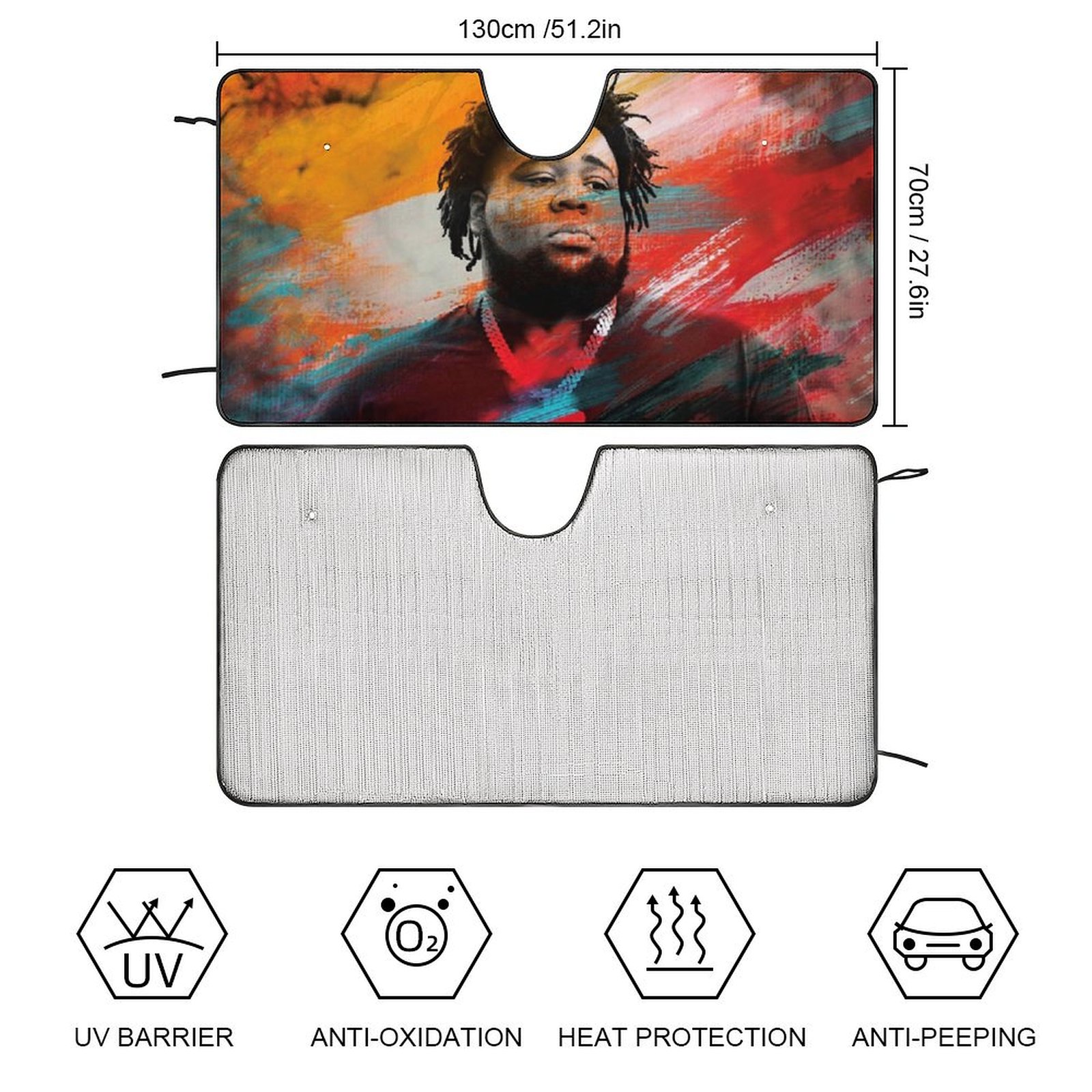 Rod Wave Car Windshield Sunshade Accessories Umbrella Foldable Reflective Sun Visor Front Window Cover Protector