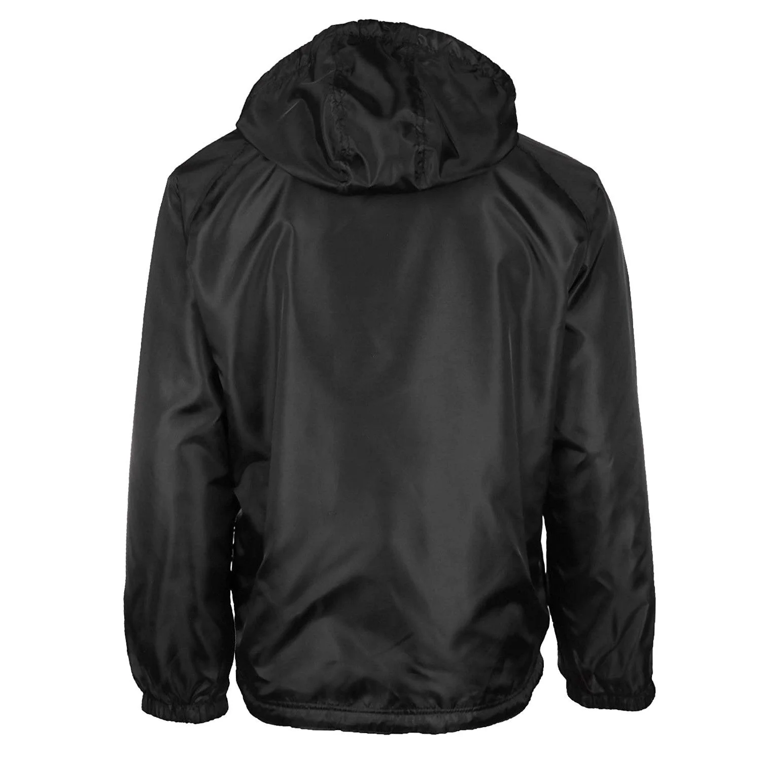 Men's Water Resistant Polar Fleece Lined Hooded Windbreaker Rain Jacket (Black,S)