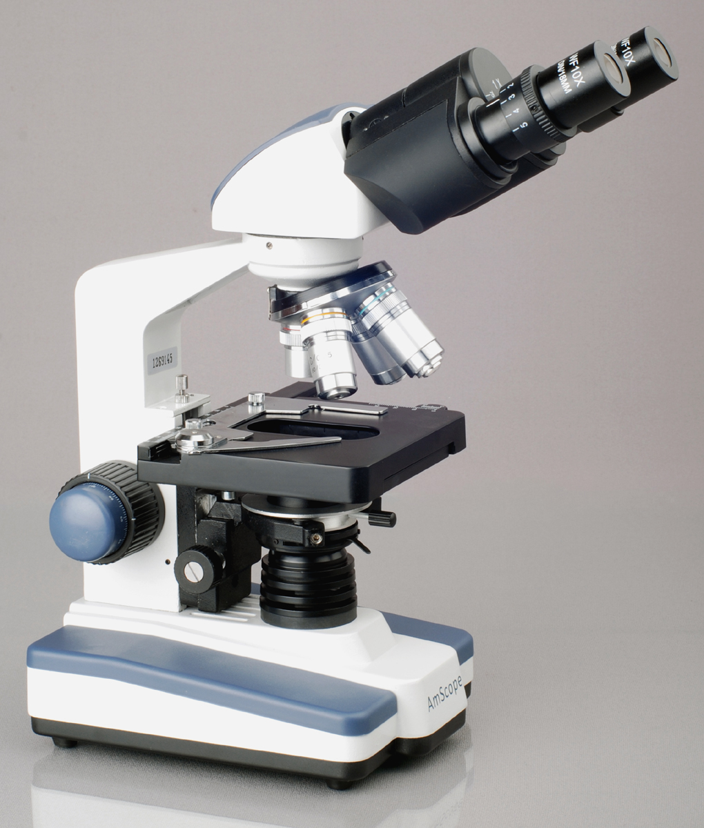 AmScope 40X-1600X LED Lab Binocular Compound Microscope with 3D-Stage + Microscope Book New