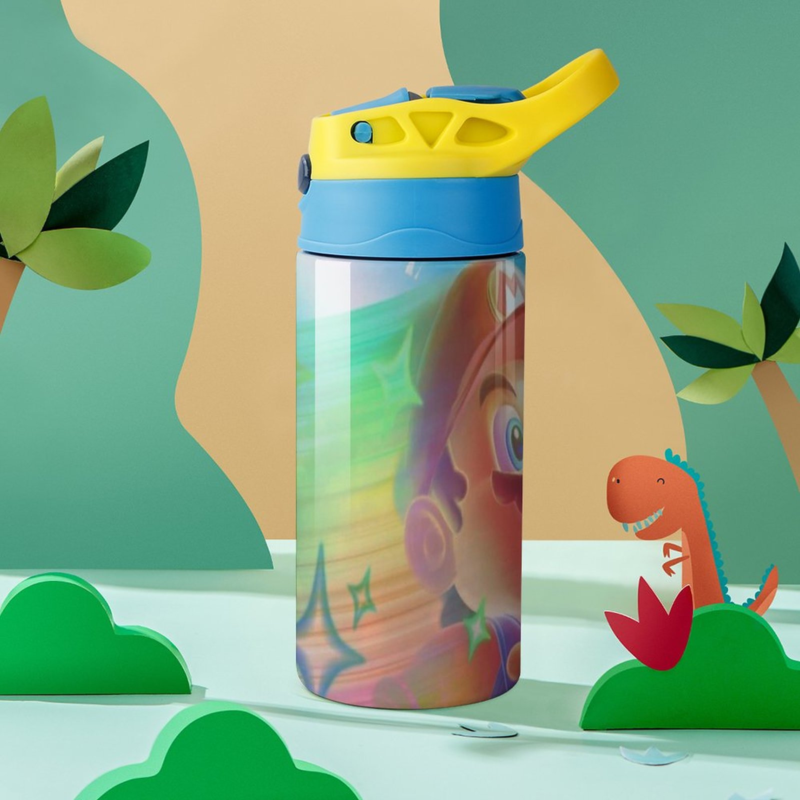 Mario Game Kid's Insulated Water Bottle With Straw Vacuum Stainless Steel Cup Leak-Proof Children Toddler Thermoses