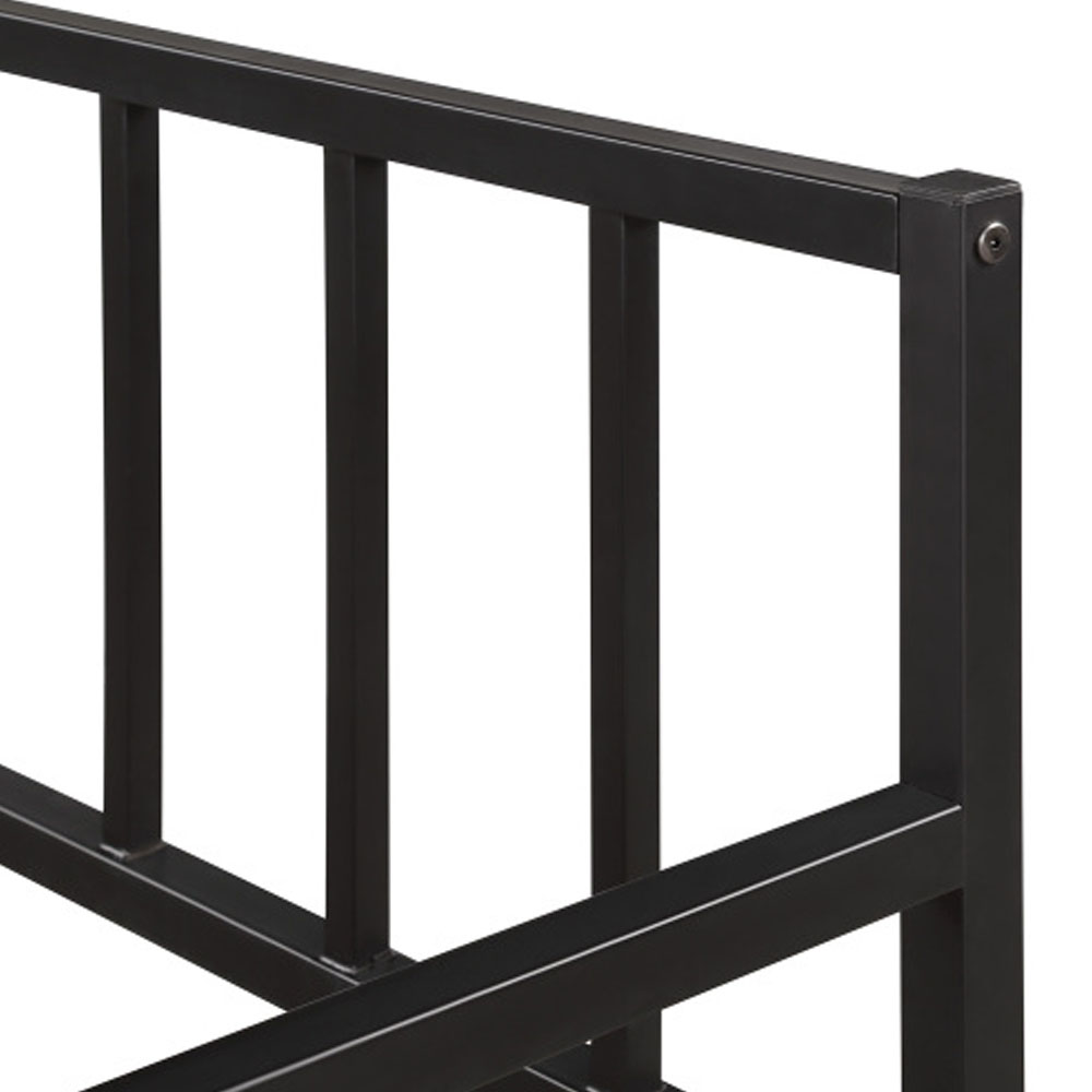 Twin Daybed with Trundle Multifunctional Metal Lounge Daybed Frame - Black