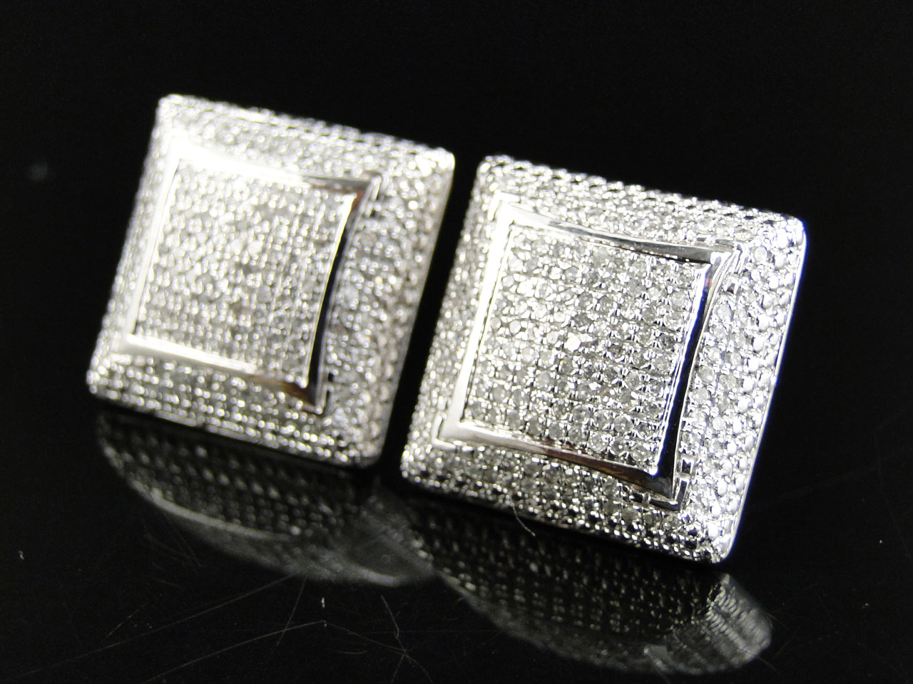 White Diamond 17 MM Kite Earring set in 10k White Gold (1.75 Ct)