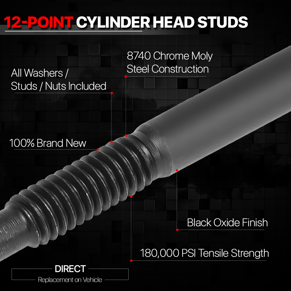 Front 12-point Cylinder Head Stud Nuts Set for 04-21 Chevy LS1/LS3 5.3/5.7/6.0L Fits select: 2004-2016 CHEVROLET SILVERADO, 2004-2014 CHEVROLET TAHOE