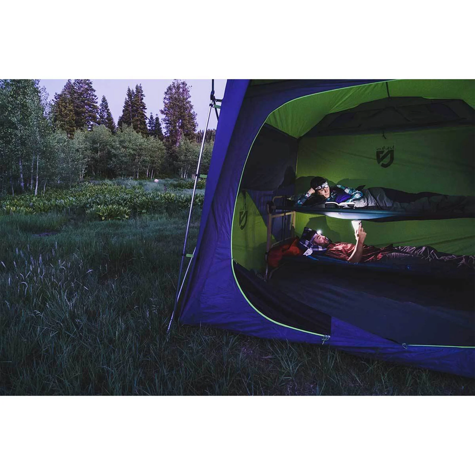 Disc-O-Bed Large Cam-O-Bunk Benchable Double Cot with Storage Organizers, Green