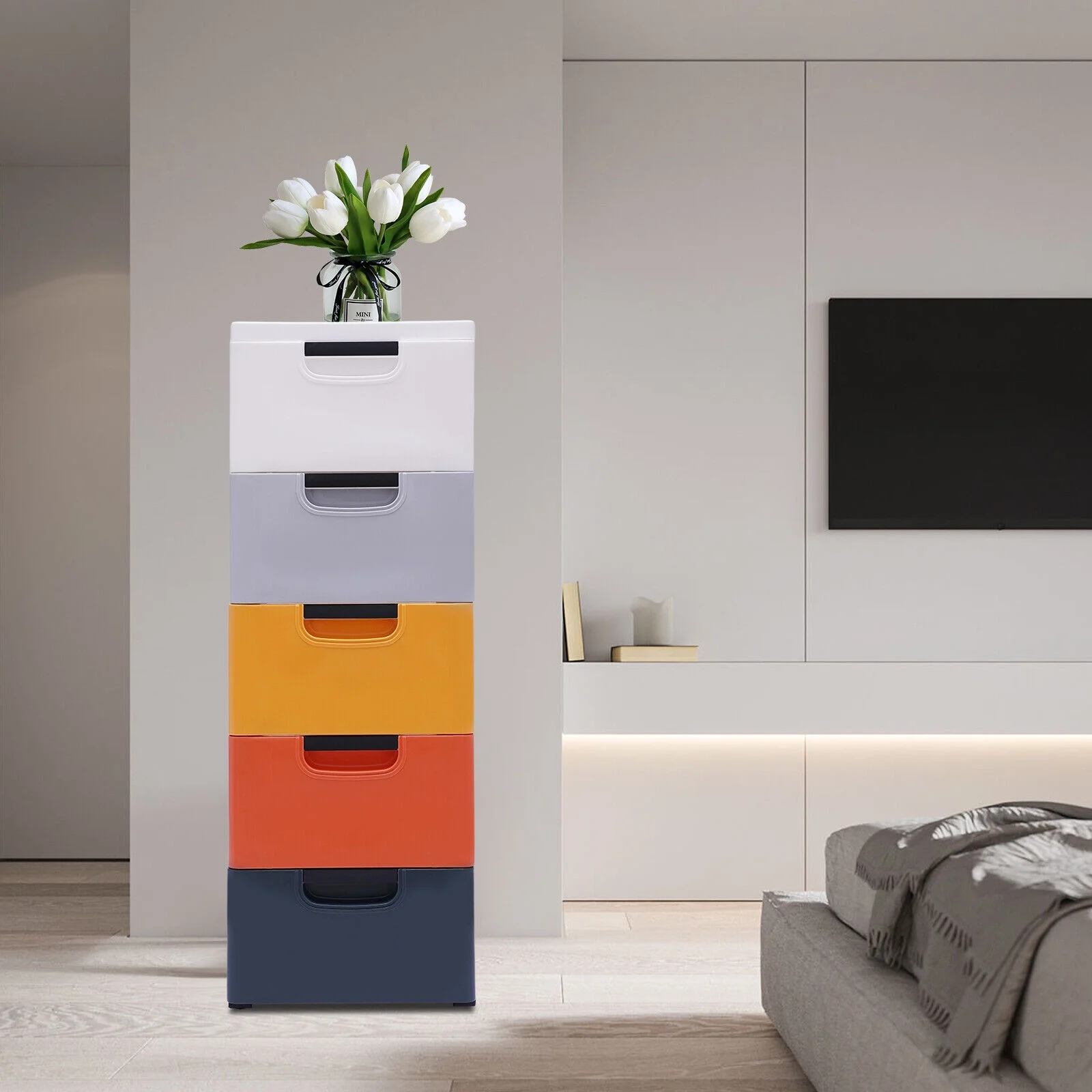 5 Layers Stackable Drawers Dresser Clothes Storage Cabinet Organizer Bedroom