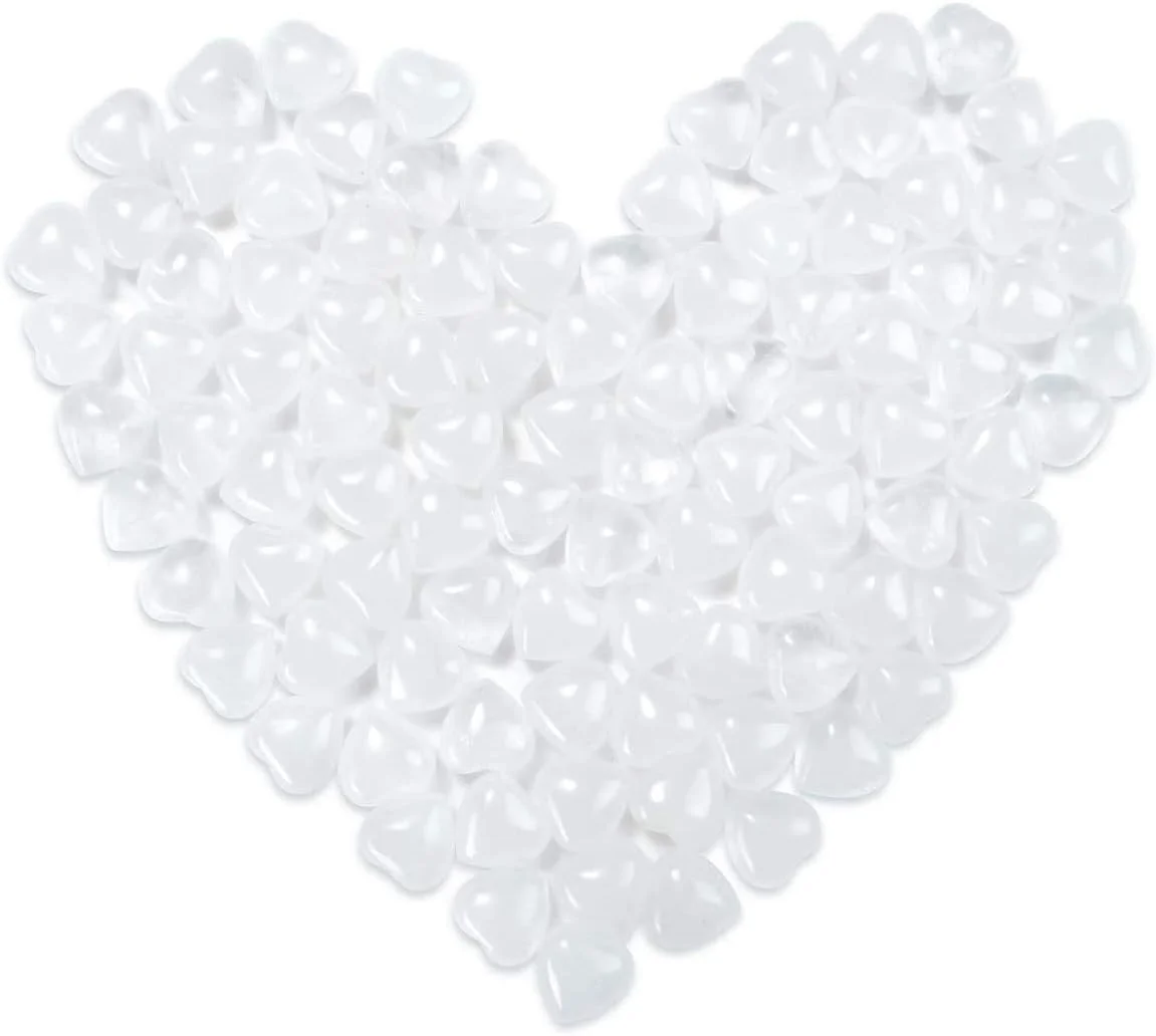 Wonder Care-Healing Crystal Pocket Heart Natural Clear Quartz Love Puff Heart Carved Shape Palm Worry Stone Reiki Chakra Balancing | Gift for Christmas, New Year, Valentine’s (14-18mm)-Pack of 10