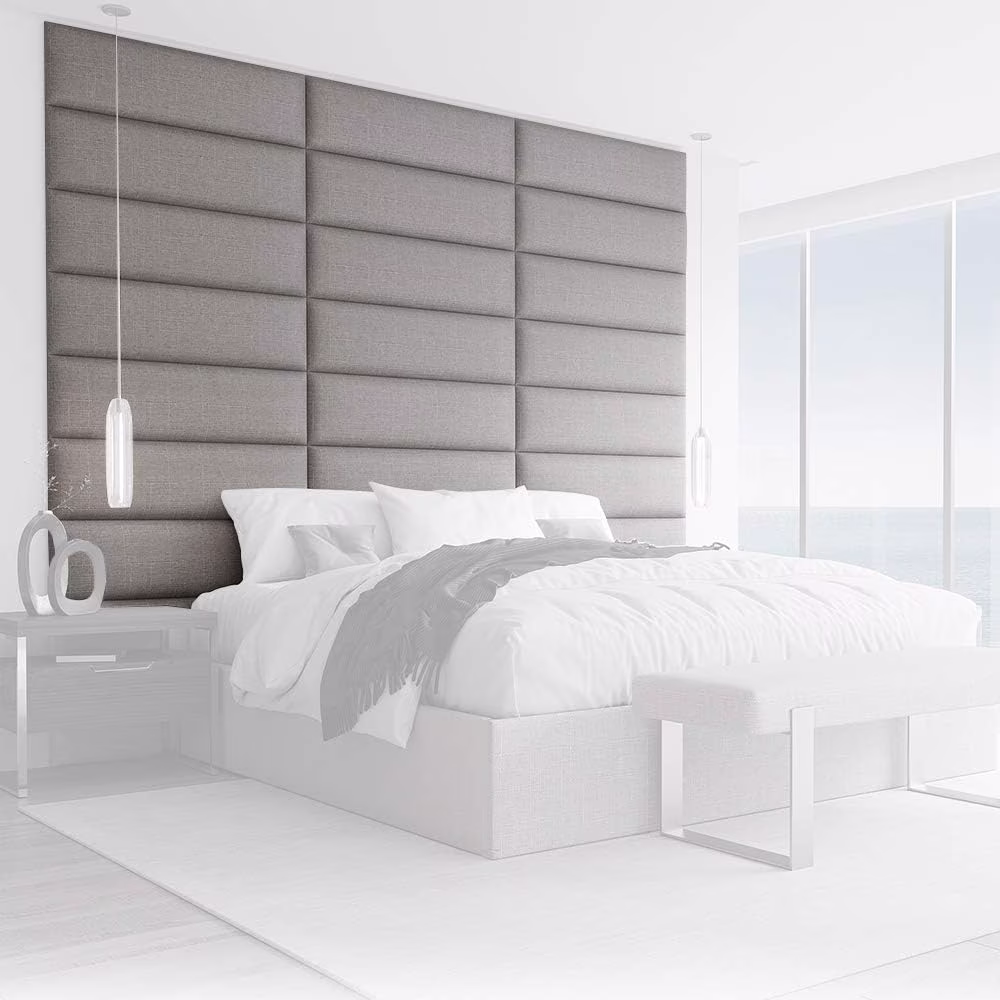 Upholstered Headboards - Accent Wall Panels - Weave Moondust Grey - /King - Set Of 4 Panels (Each Individual Panel 30