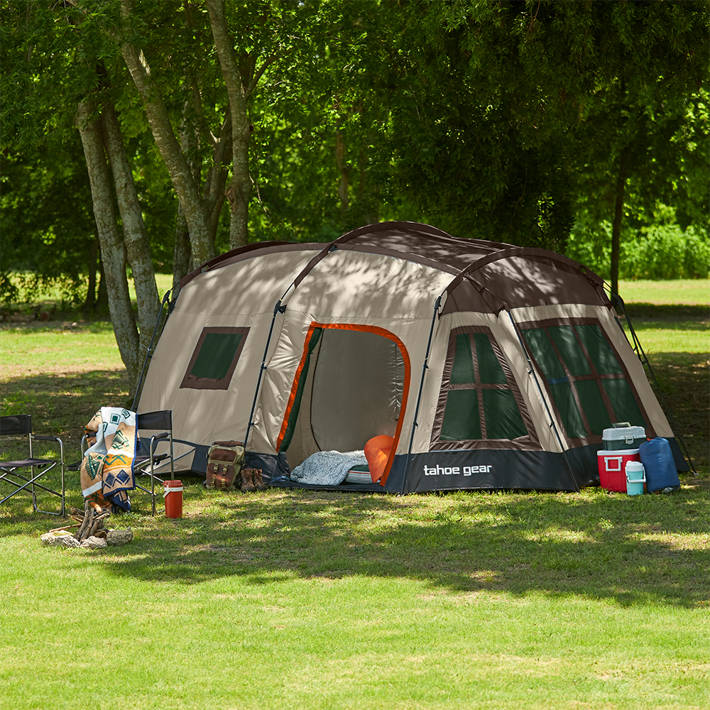Tahoe Gear Ozark TGT-OZARK-16-D 16 Person 3 Season Family Cabin Tent, Brown