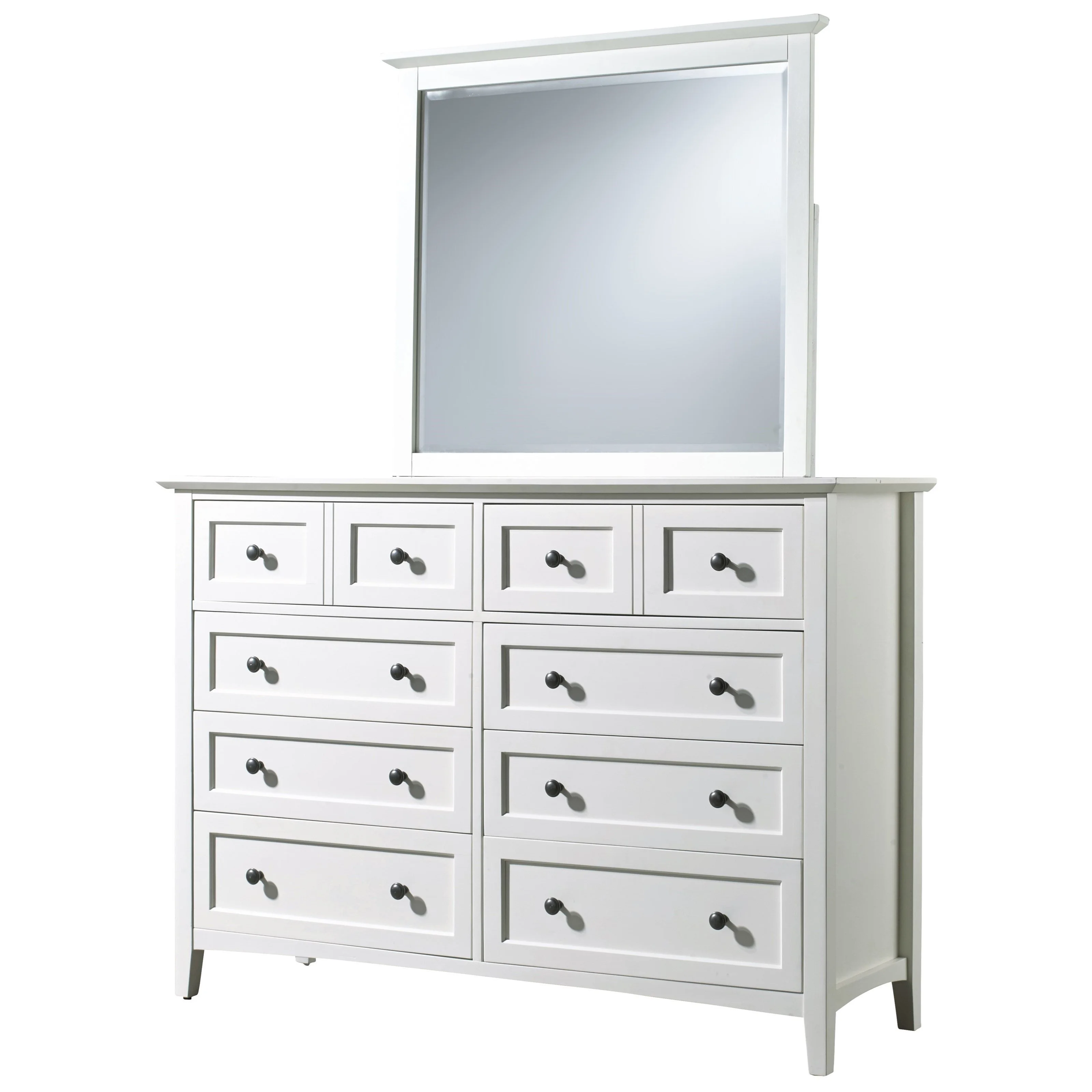 Pantego Shaker Dresser & Mirror in White Mahogany