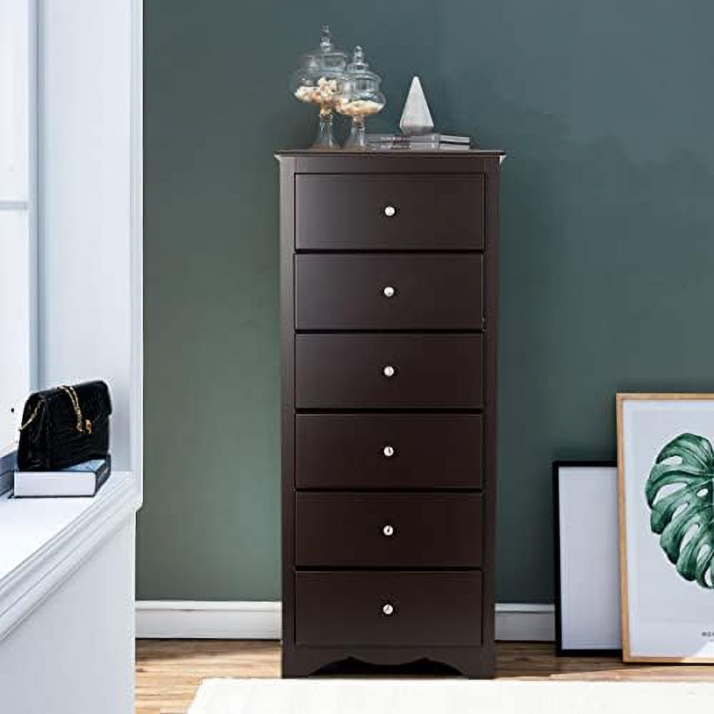 HOOMHIBIU 6 Drawer Dresser  53.5\u2019\u2019 Chest of Drawers  Modern Closet Drawers with Metal Handles  Wood Dressers & Chests  Tall Dresser for Bedroom  Living Room  Hallway (Brown)