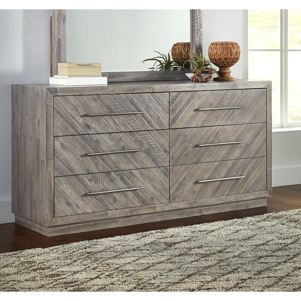 Modus Furniture Alexandra Solid Wood Six Drawer Dresser in Rustic Latte (2024)