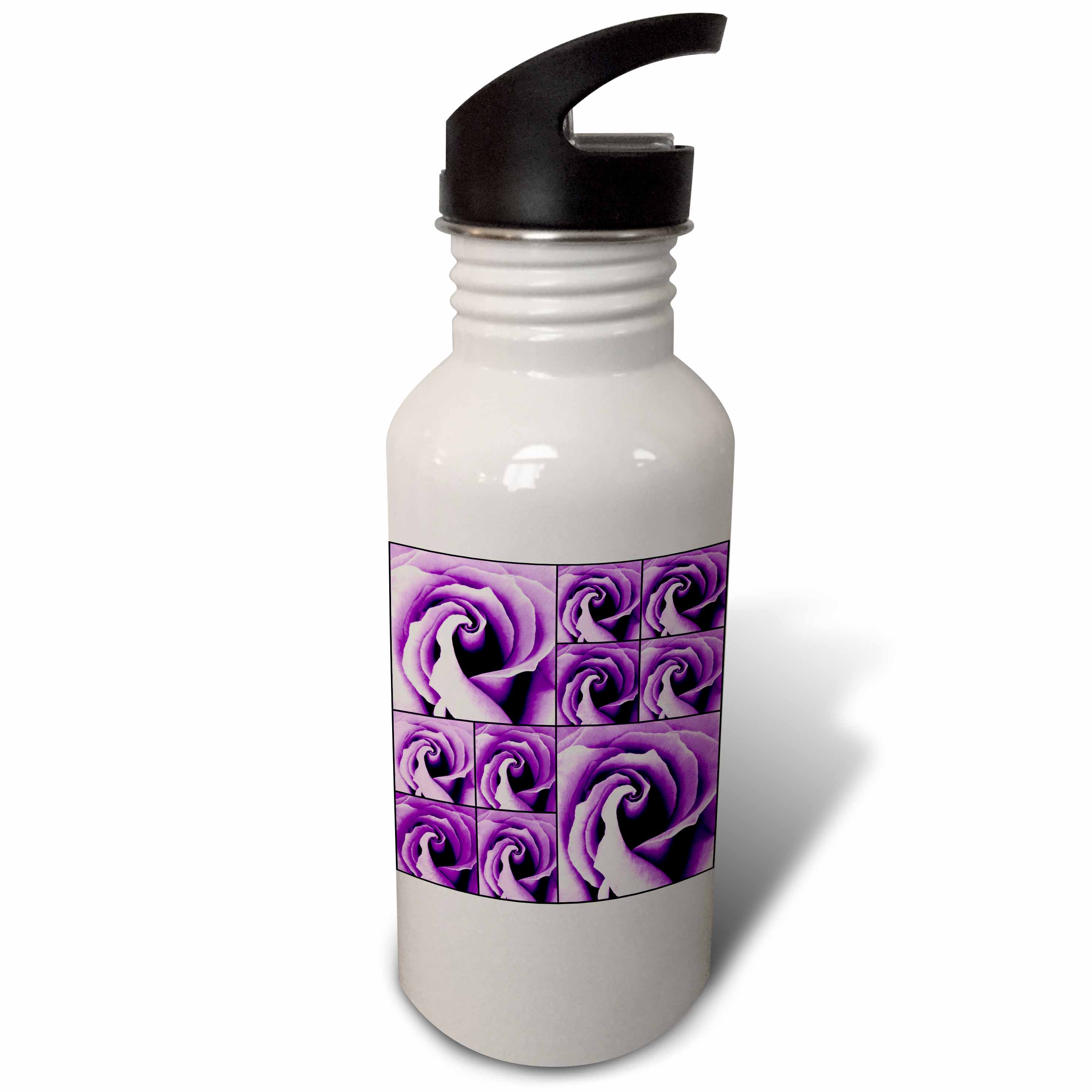 Dreamy rich purple roses with stained glass look 21 oz Sports Water Bottle wb-29989-1