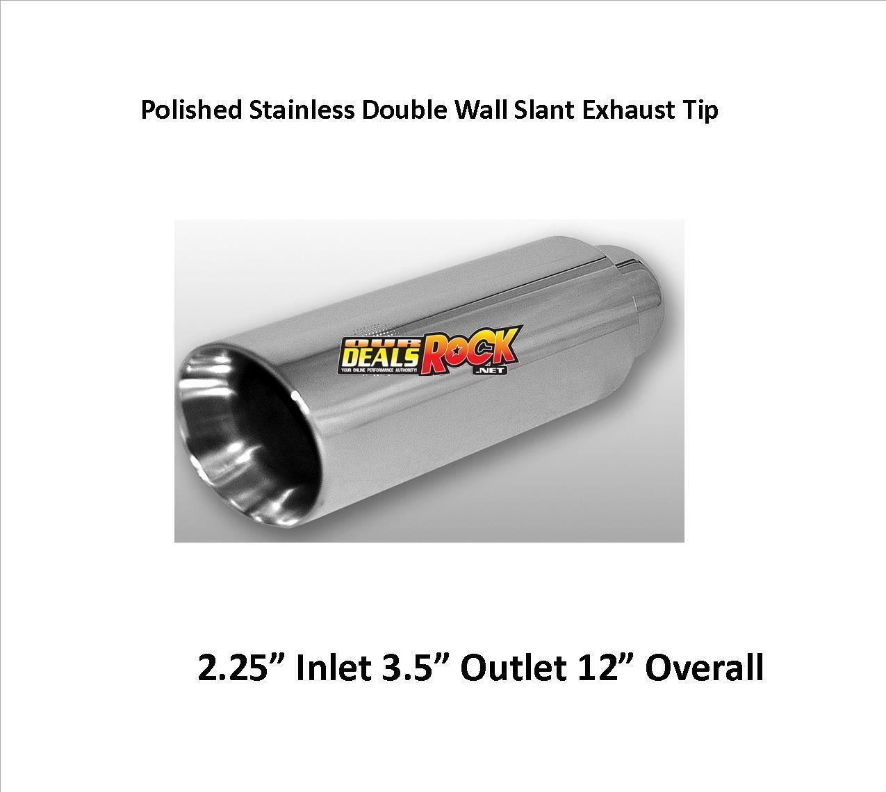 Brand New Polished Stainless Double Wall Slant Exhaust Tip 2 1/4
