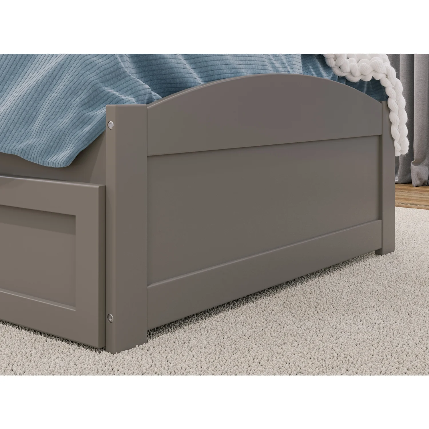 AFI Warren Solid Wood Twin Bed w/ Footboard & Twin Trundle in Gray