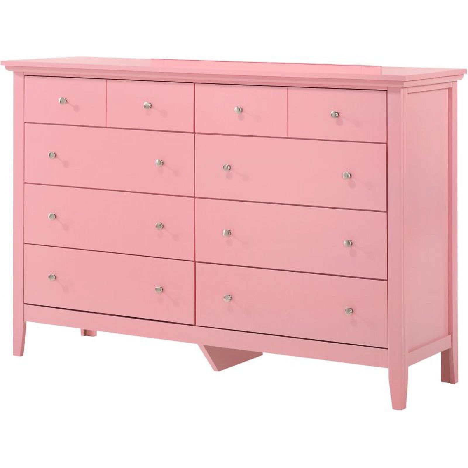 Home Square 3-Piece Set with Dresser TV Stand and 3-Drawer Nightstand in Pink