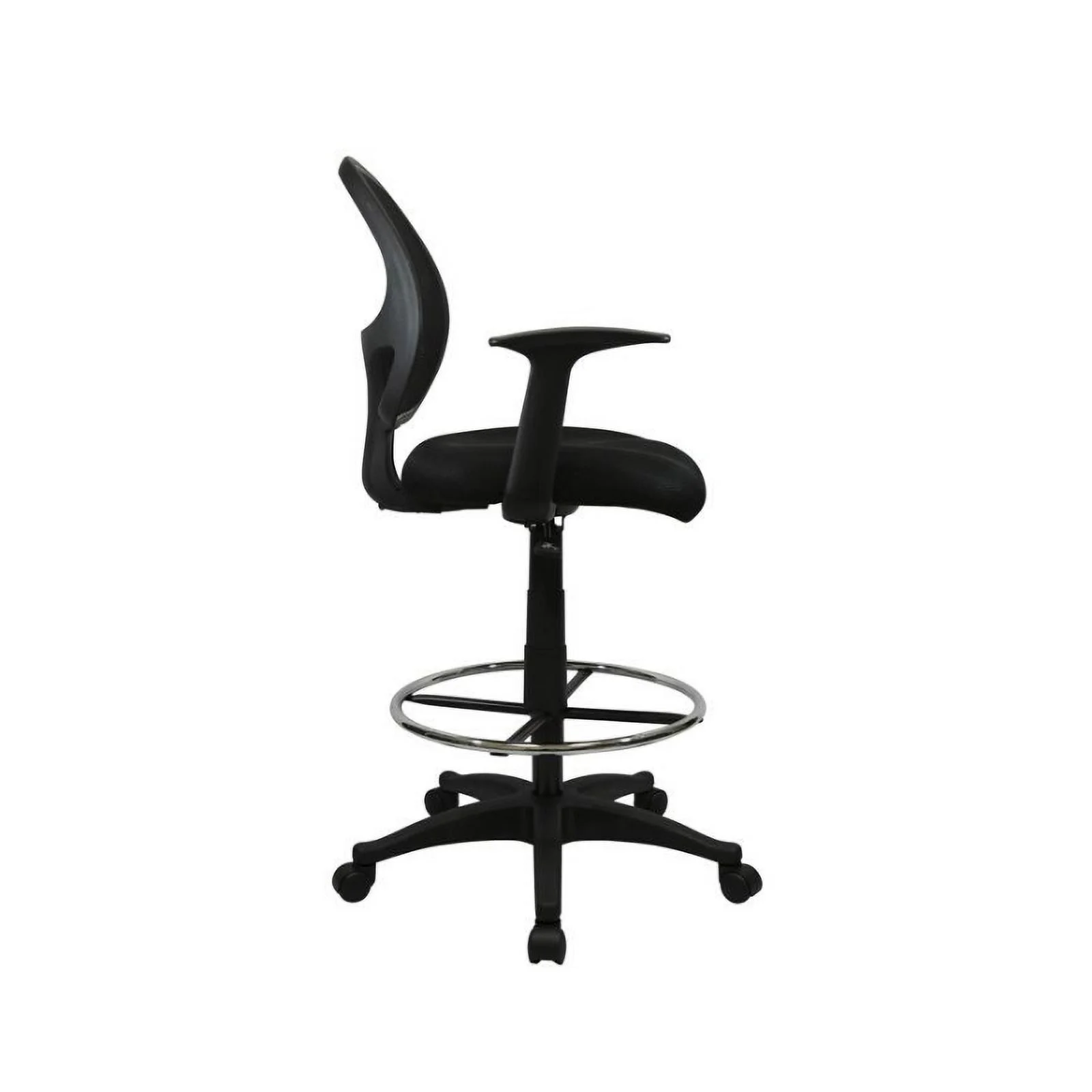 Nicer Furniture AP5118A Black Mesh Computer Desk Chair with Foot Ring - with T Arms