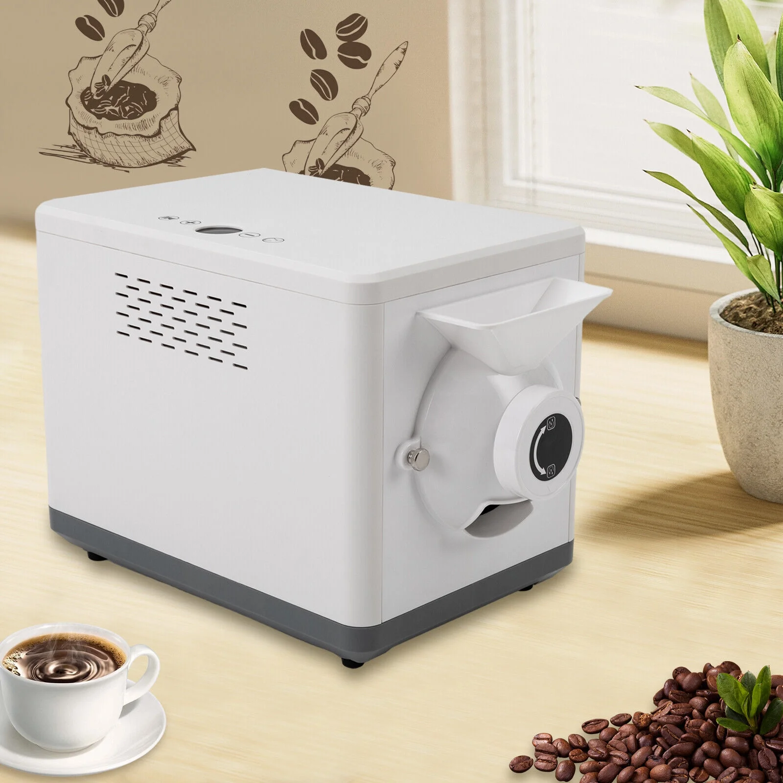 Electric Coffee Bean Roaster Machine 1000g Grain Dry Commercial Roaster 1000W