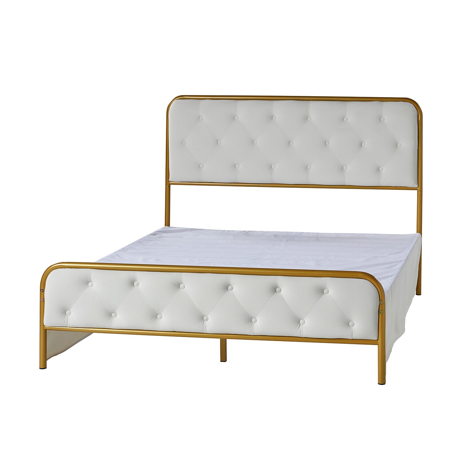HULALA HOME Mercedes Modern Upholstered button-tufted Platform Bed with bottom storage by  Ivory - Queen