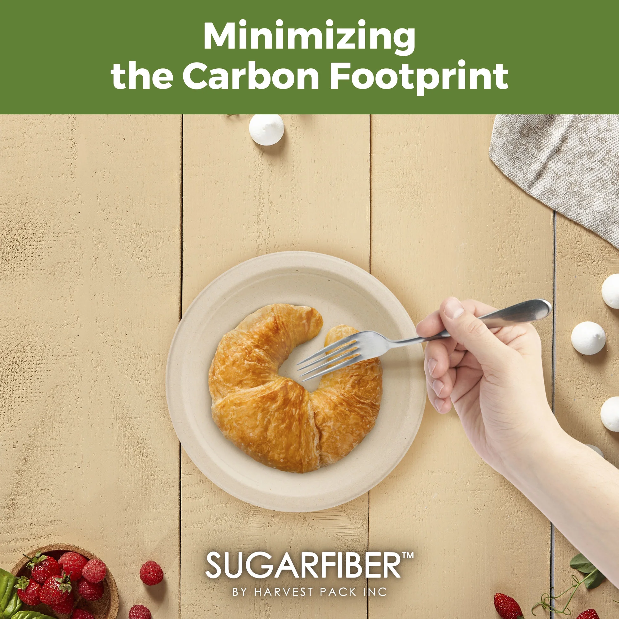 Sugarfiber Disposable 7 inch Compostable Natural Round Paper Plates Sturdy Bagasse 125 Count