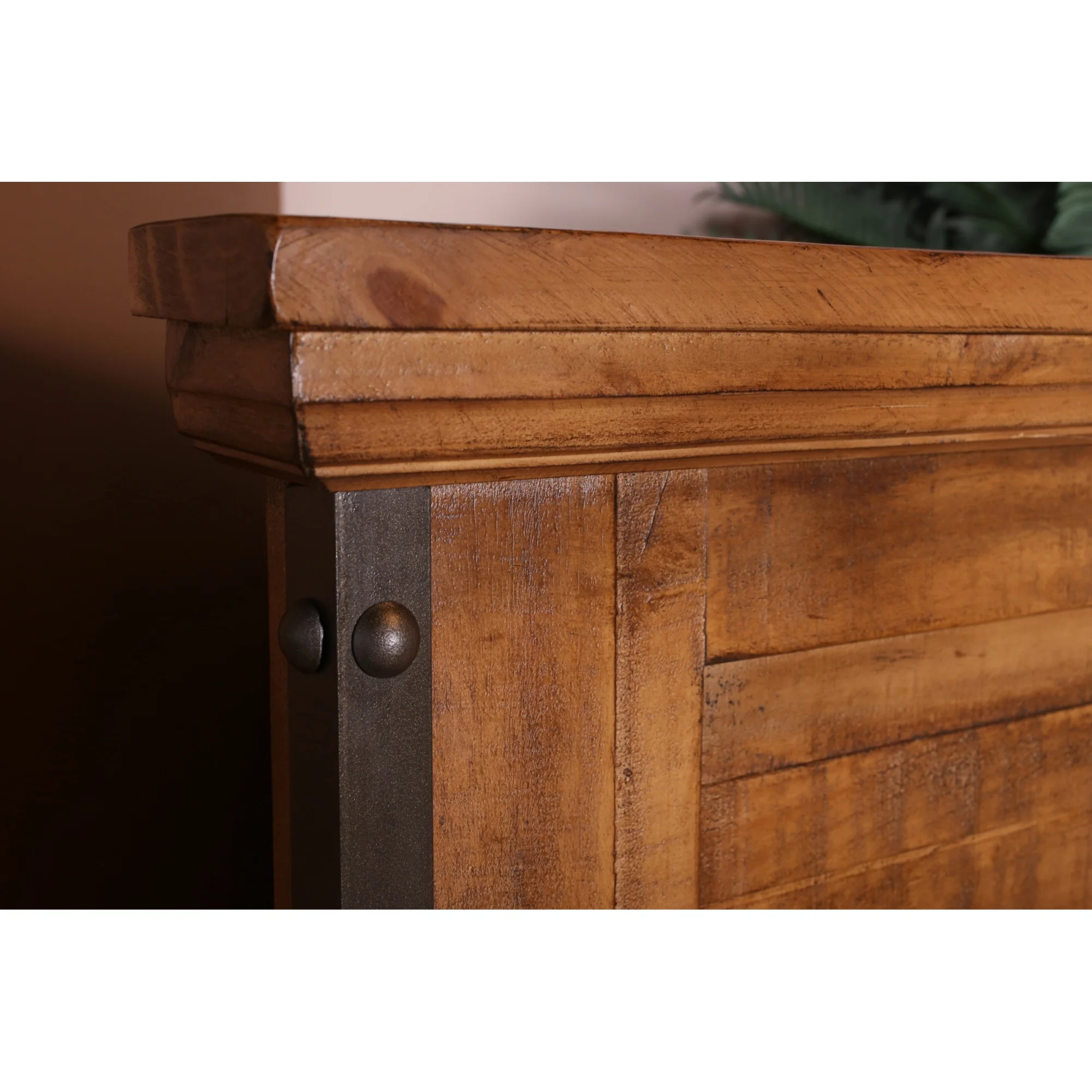 Sunset Trading Rustic City Wood Queen Bed with Storage Drawers in Rustic Oak