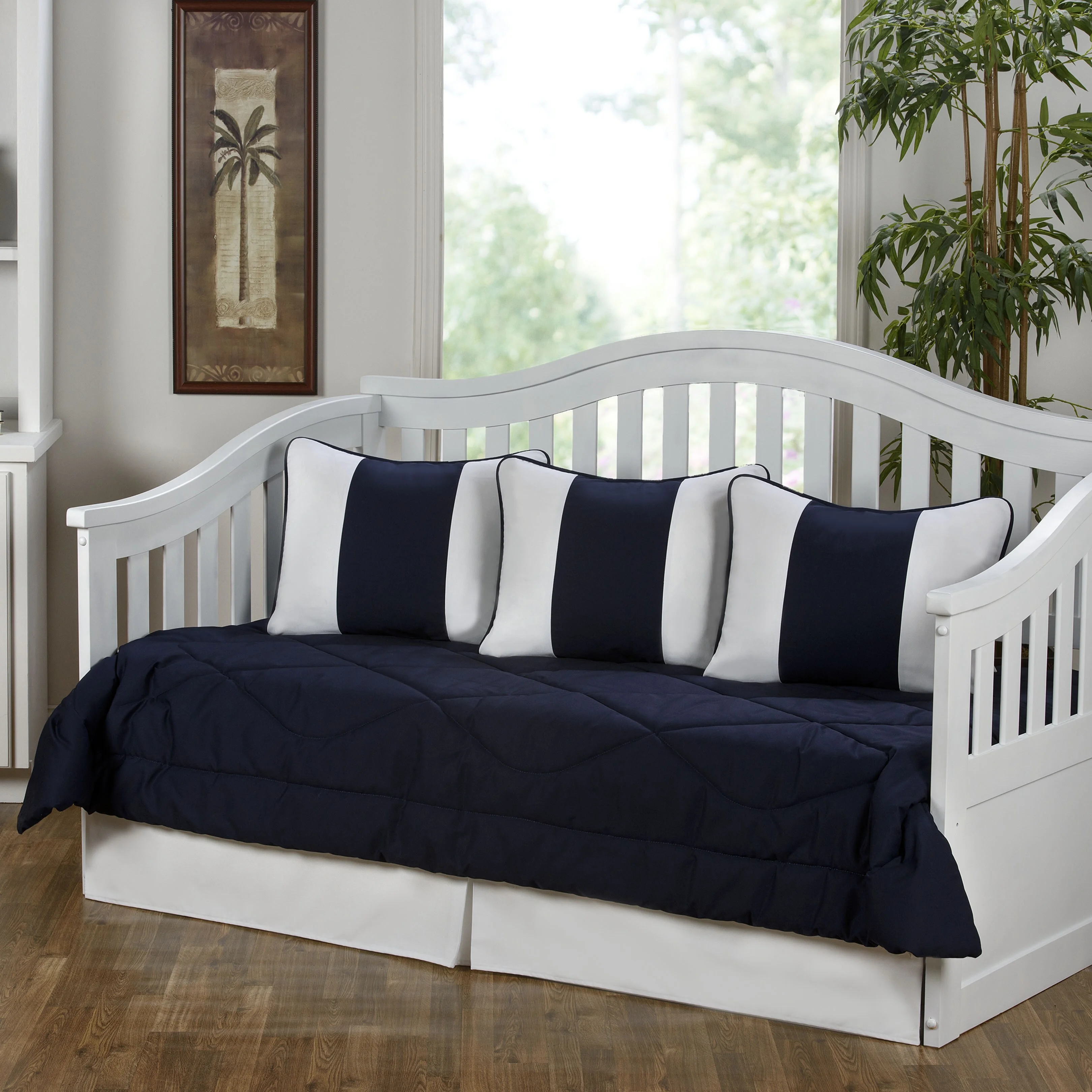 victor mill Cabana Navy Blue and White 5-Piece  Daybed Set