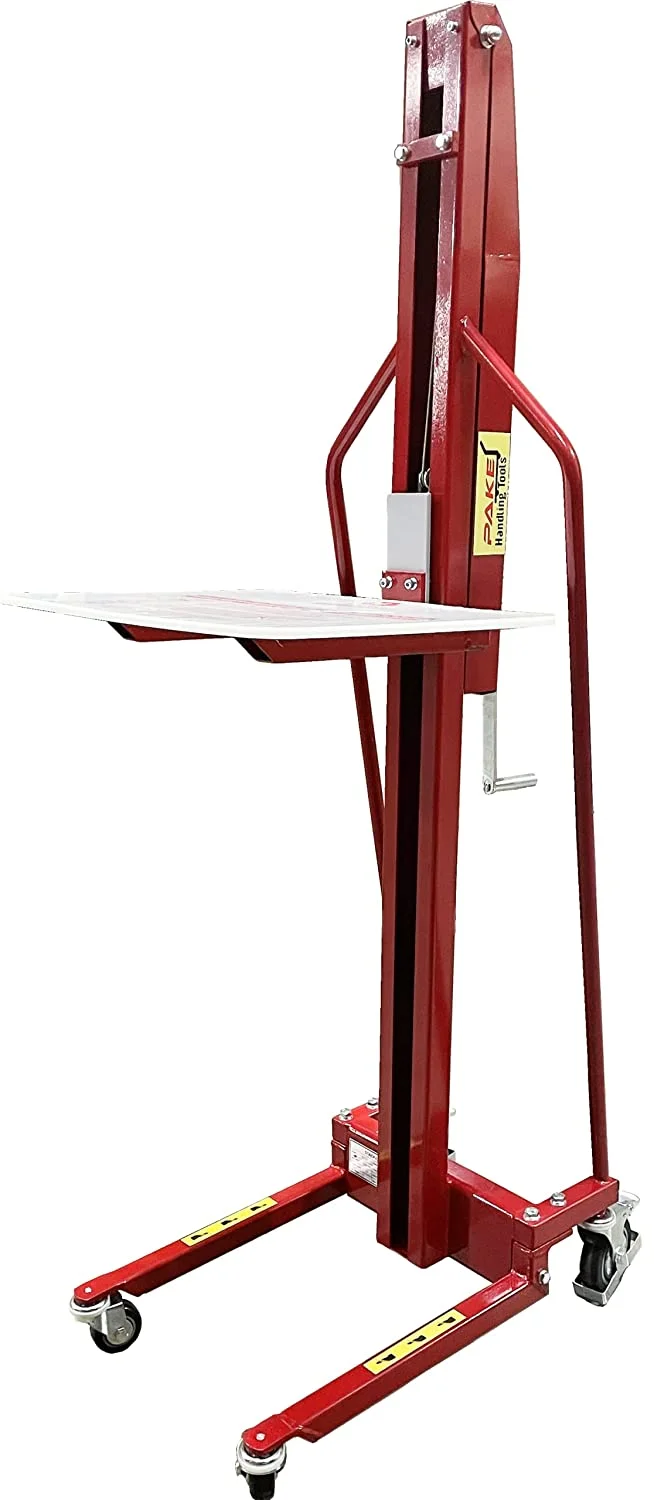 Pake Handling Tools - Winch Stacker, Manual Work Positioner Lift Truck - Steel Lightweight and Easily Maneuverable Lift with 220 lbs Capacity 59