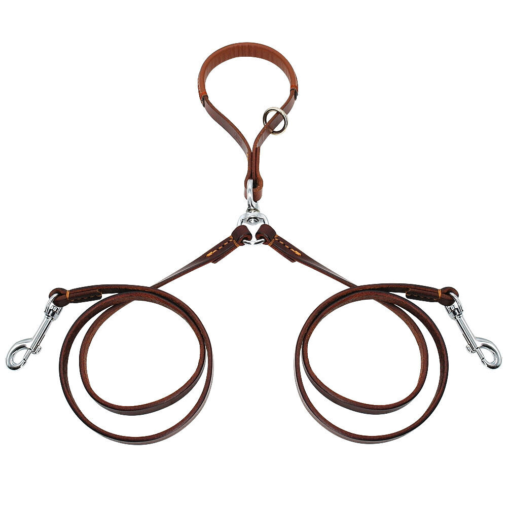 2 Way Dog Leash Splitter Coupler Lead for Twin Dogs Heavy Duty  Leather