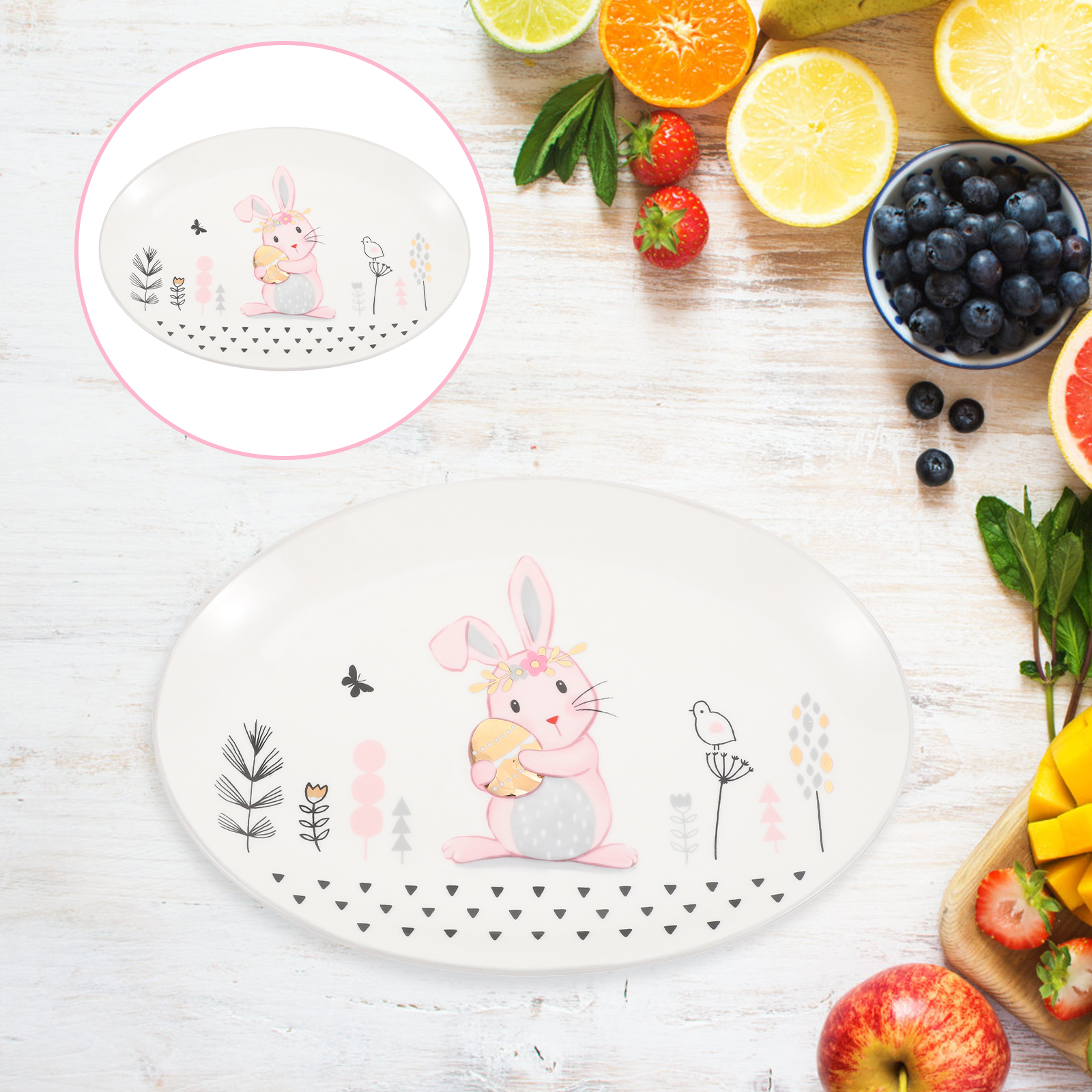 Lovely Rabbit Pattern Plate Creative Ceramic Tableware Dessert Fruits Salad Plate