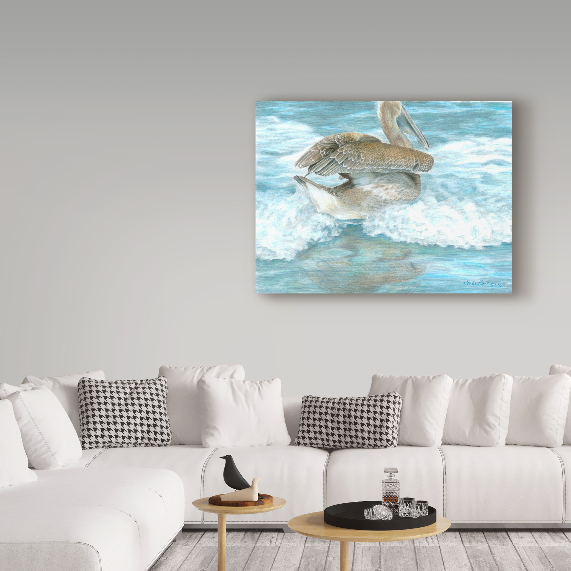 Trademark Fine Art 'Pelican Surf' Canvas Art by Carla Kurt