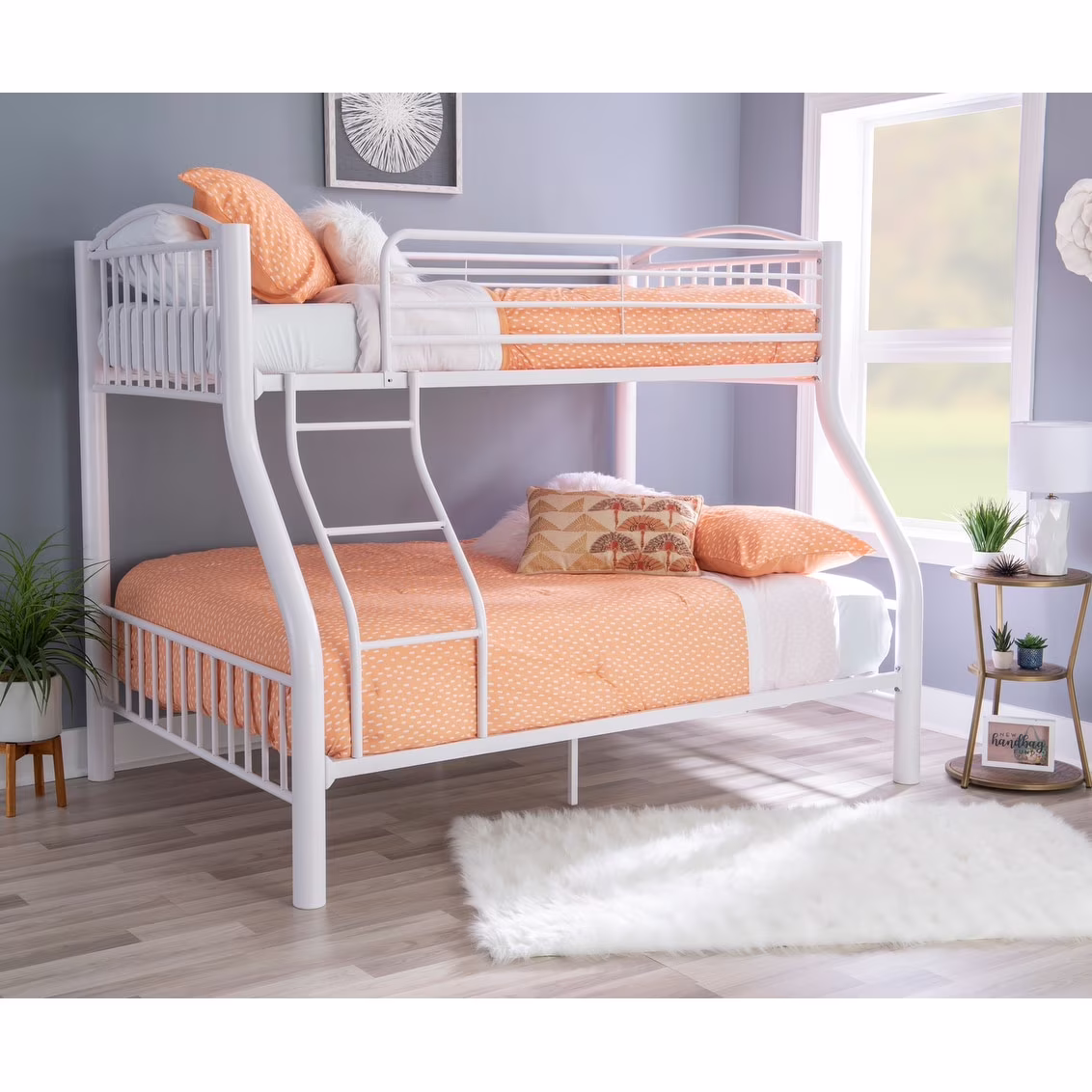 Linon Carlisle Twin Over Full Pewter Bunk Bed White
