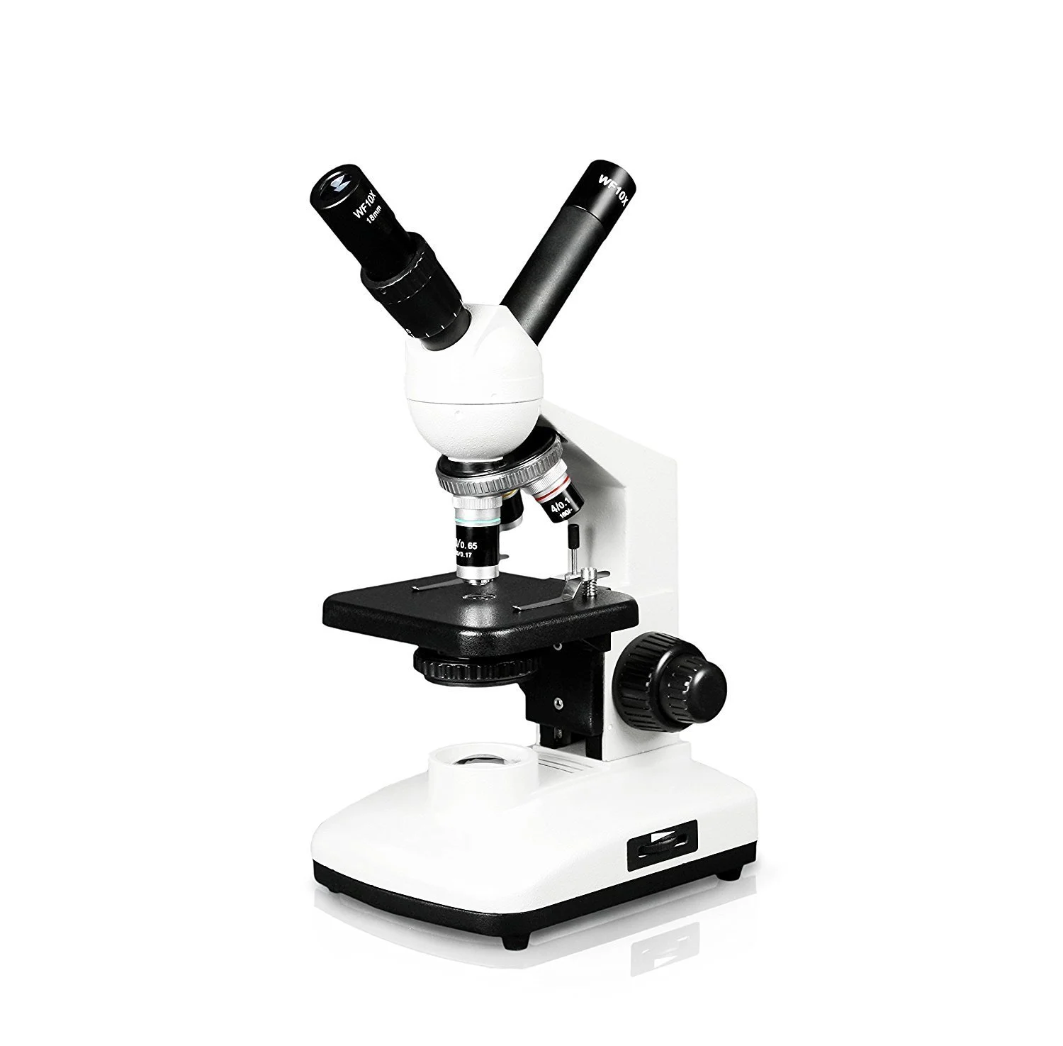 Vision Scientific Dual View Compound Microscope, 10x WF & 20x WF Eyepieces, 40x-800x Magnification, LED Illumination with Control, Coaxial Coarse & Fine Focus, Plain Stage, Rechargeable Battery