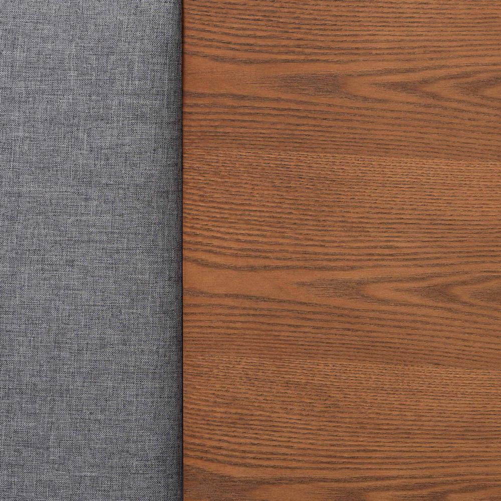 Baxton Studio Eliana Fabric & Wood King Bed with Nightstand in Gray/Walnut