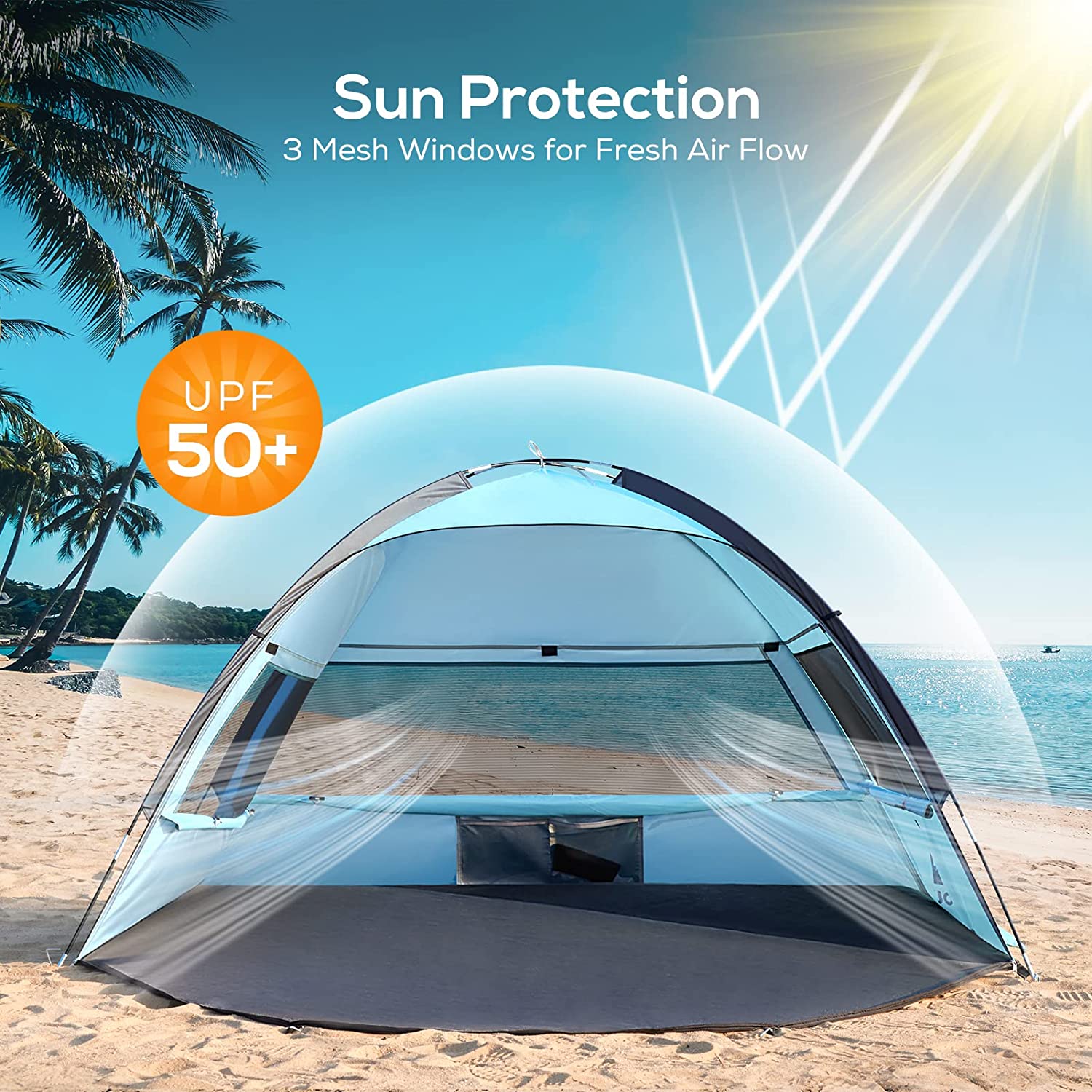 Beach Tent 3 Person Instant with for Outdoor Family Beach, , Fishing