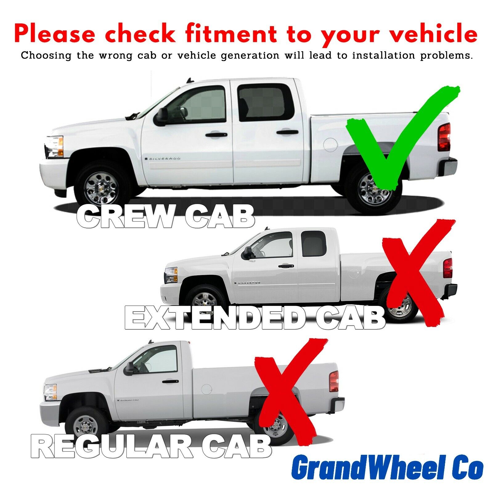 GrandWheel Co Smoke Tinted Tape-On Side Window Vent Visor Deflectors Rain Guards Compatible with Chevrolet (Chevy) Silverado 2007-2013 1500 Crew Cab - 4pcs. GW0030