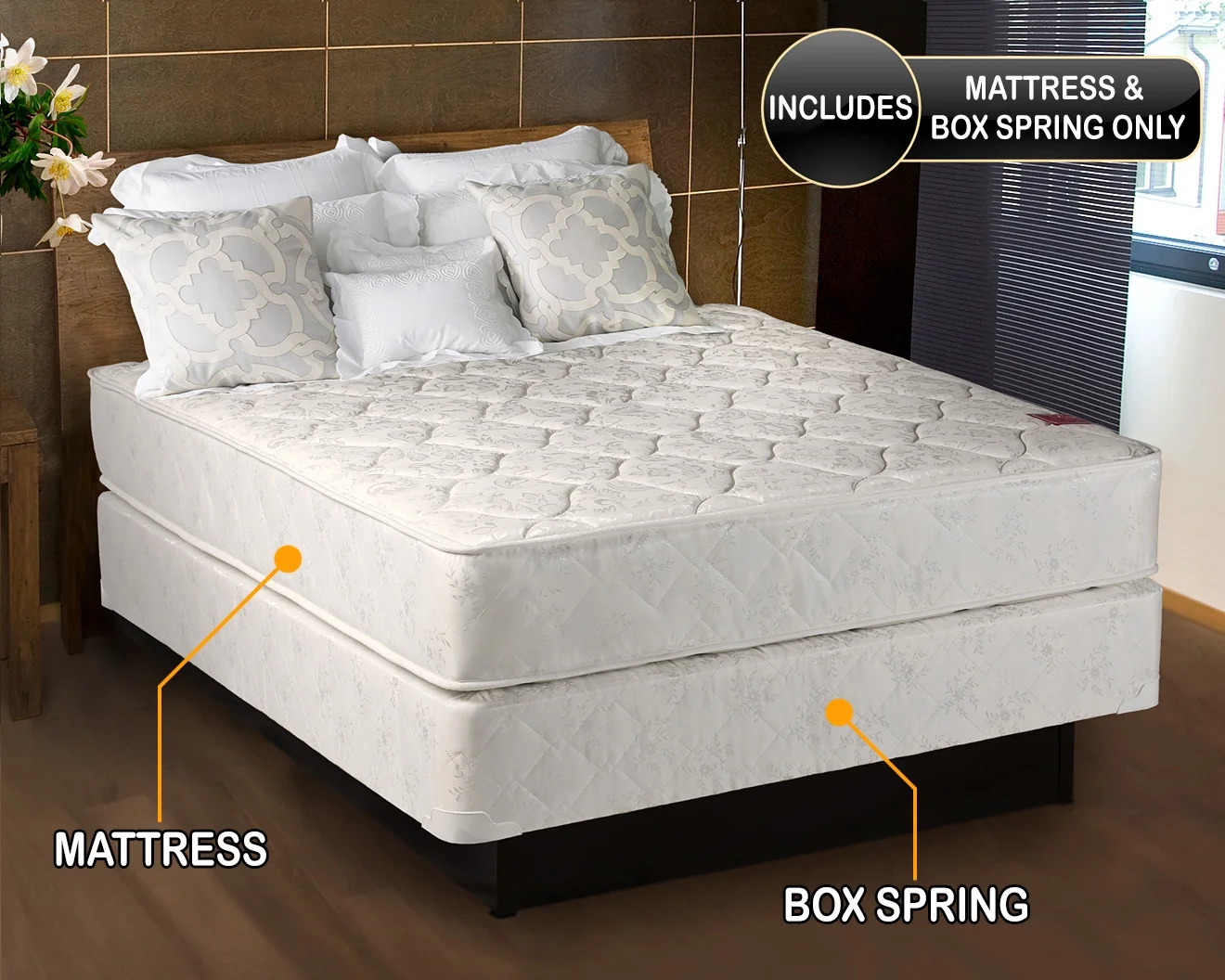 Dream Solutions Legacy 8 Inch Full Mattress and Low Profile Box Spring Set