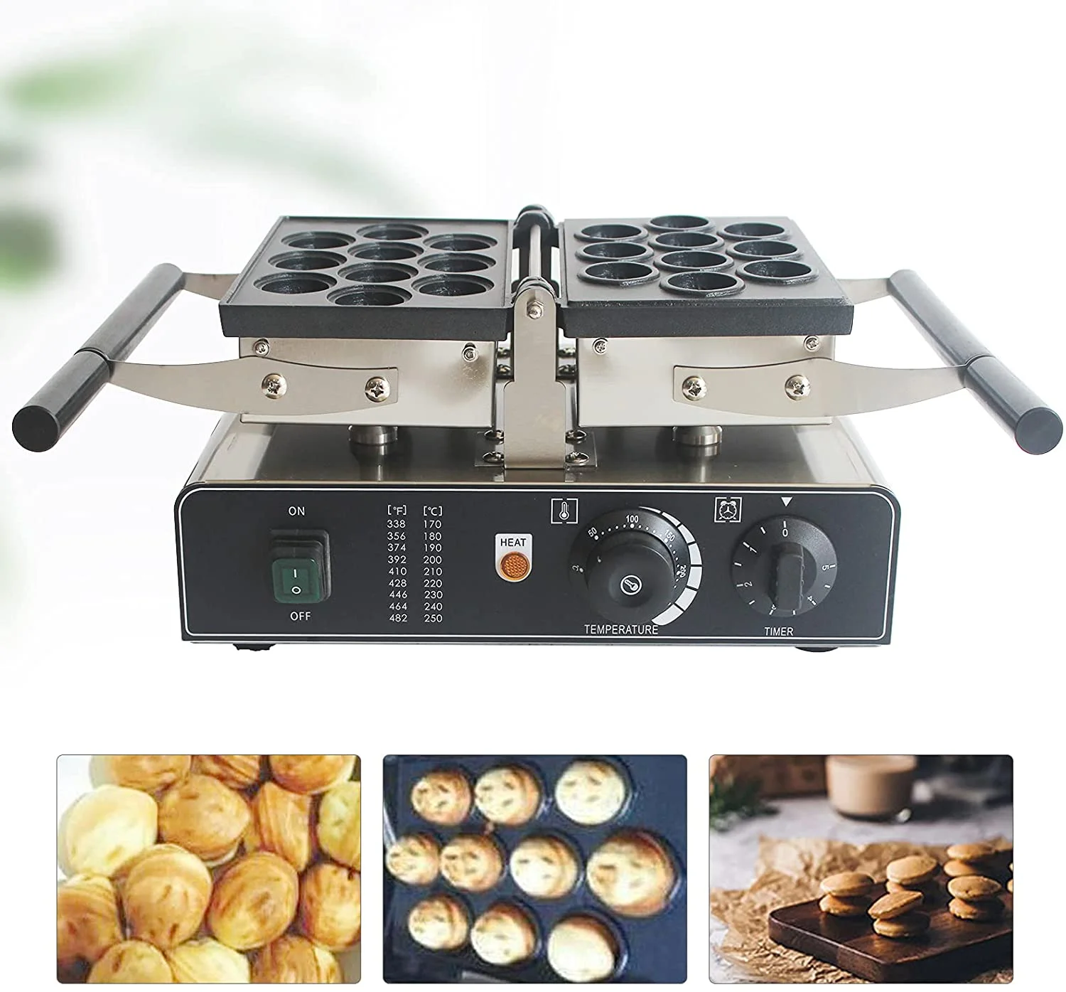 Electric Walnut Shaped Waffle Maker 10 Holes Walnut Crisp Make Non-Stick