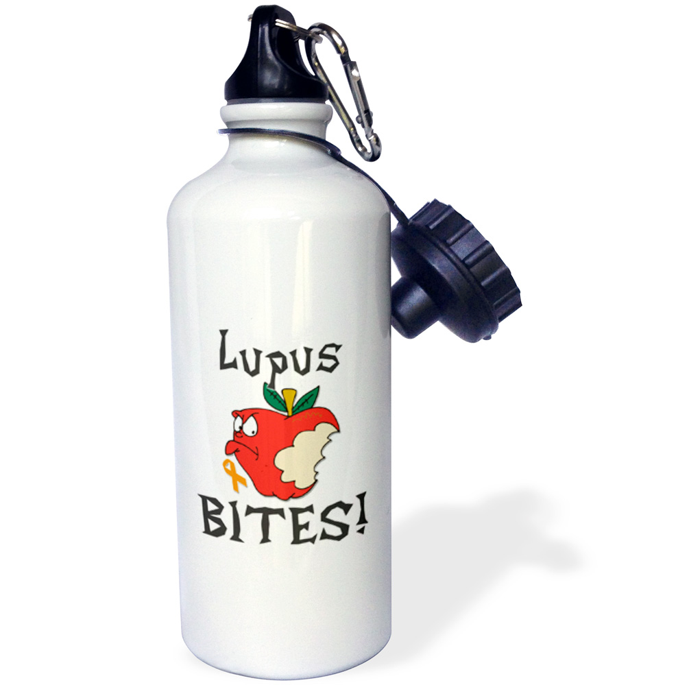3dRose Funny Awareness Support Cause Lupus Mean Apple, Sports Water Bottle, 21oz