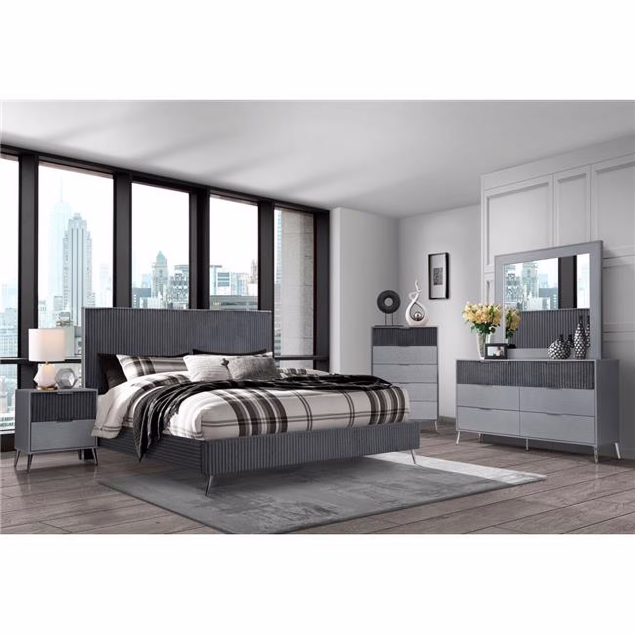 Enzo Dark Gray King Size Bed Group