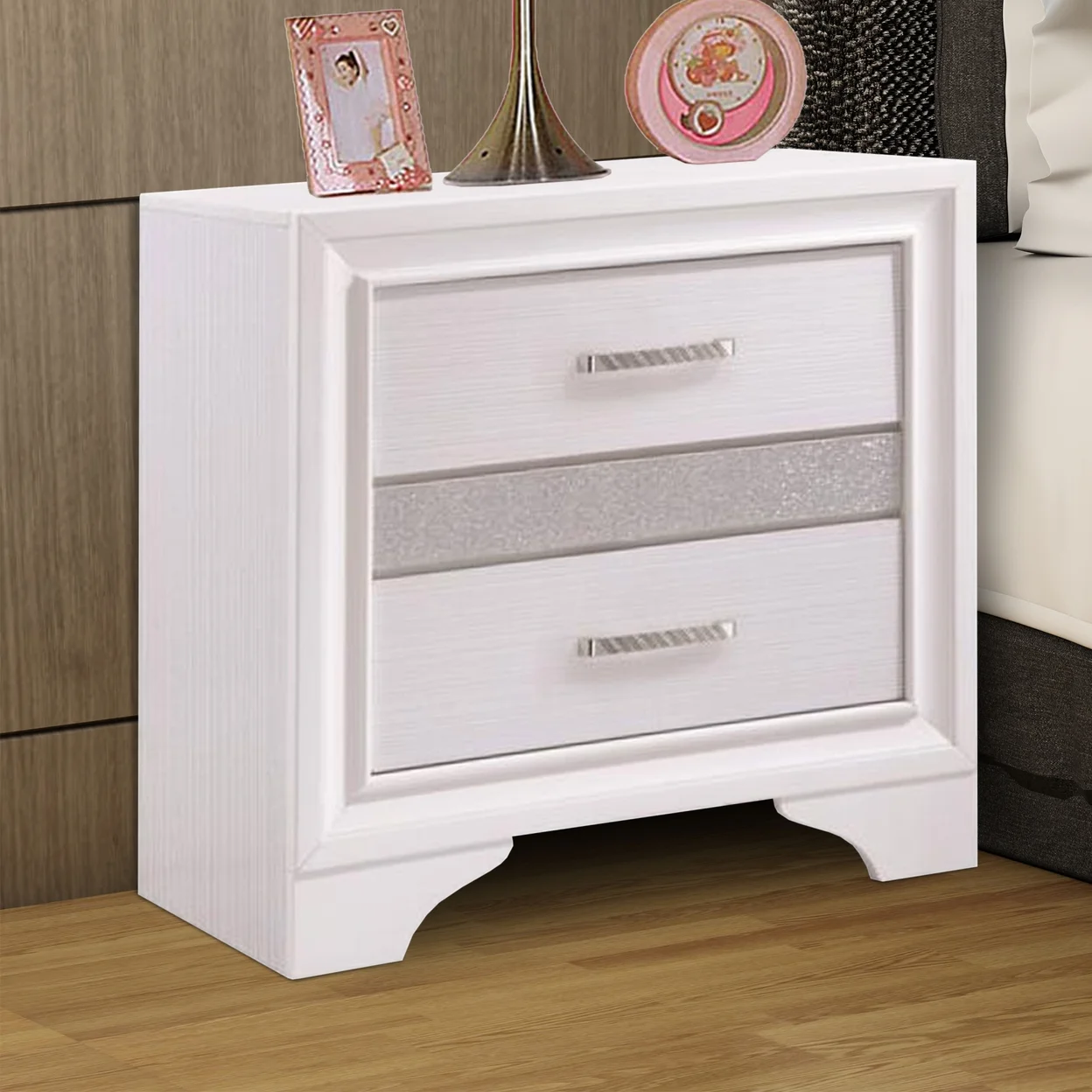 Miranda 2-drawer Nightstand Tray White