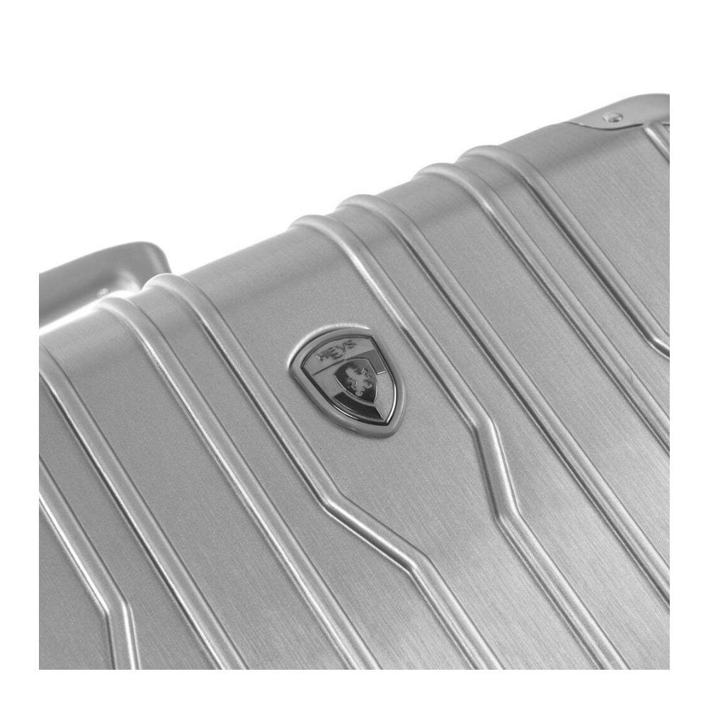 Heys Xtrak 21-Inch Lightweight, TSA Combination Lock, Expandable, Telescopic Handle System Carry-On Luggage with Spinner Wheels Silver