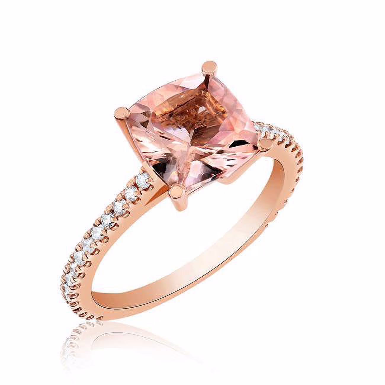 6 mm Ilano Square 14K Rose Gold Halo Diamond Ring