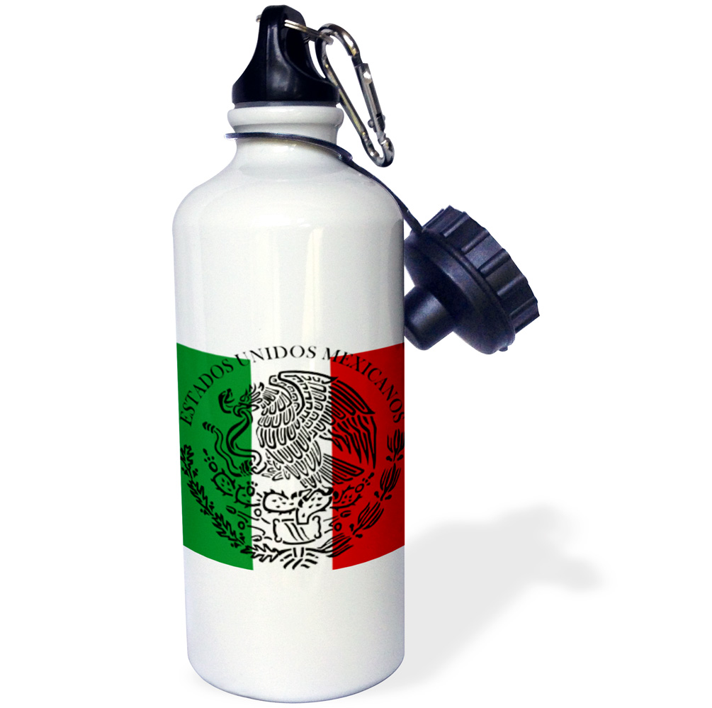 3dRose Image of Mexican Flag With Seal Digital Drawing - Water Bottle, 21-ounce