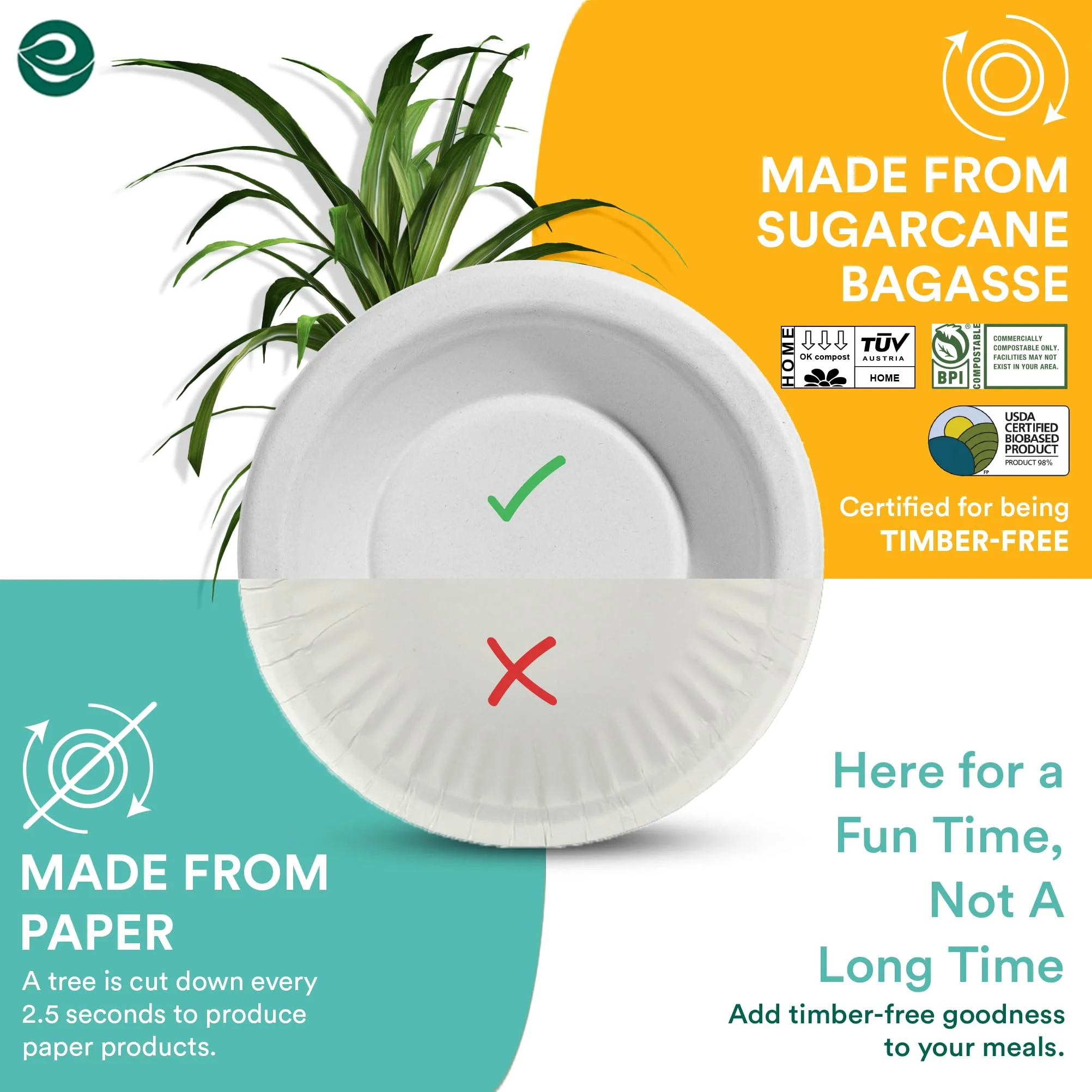ECO SOUL Pearl White 12 oz [200-Pack] Bagasse Paper Bowls (PFAS free) | Biodegradable 100% Compostable | Microwavable | Hot & Cold Safe | Small Servings | Eco-Friendly Disposable Heavy Duty Bowls