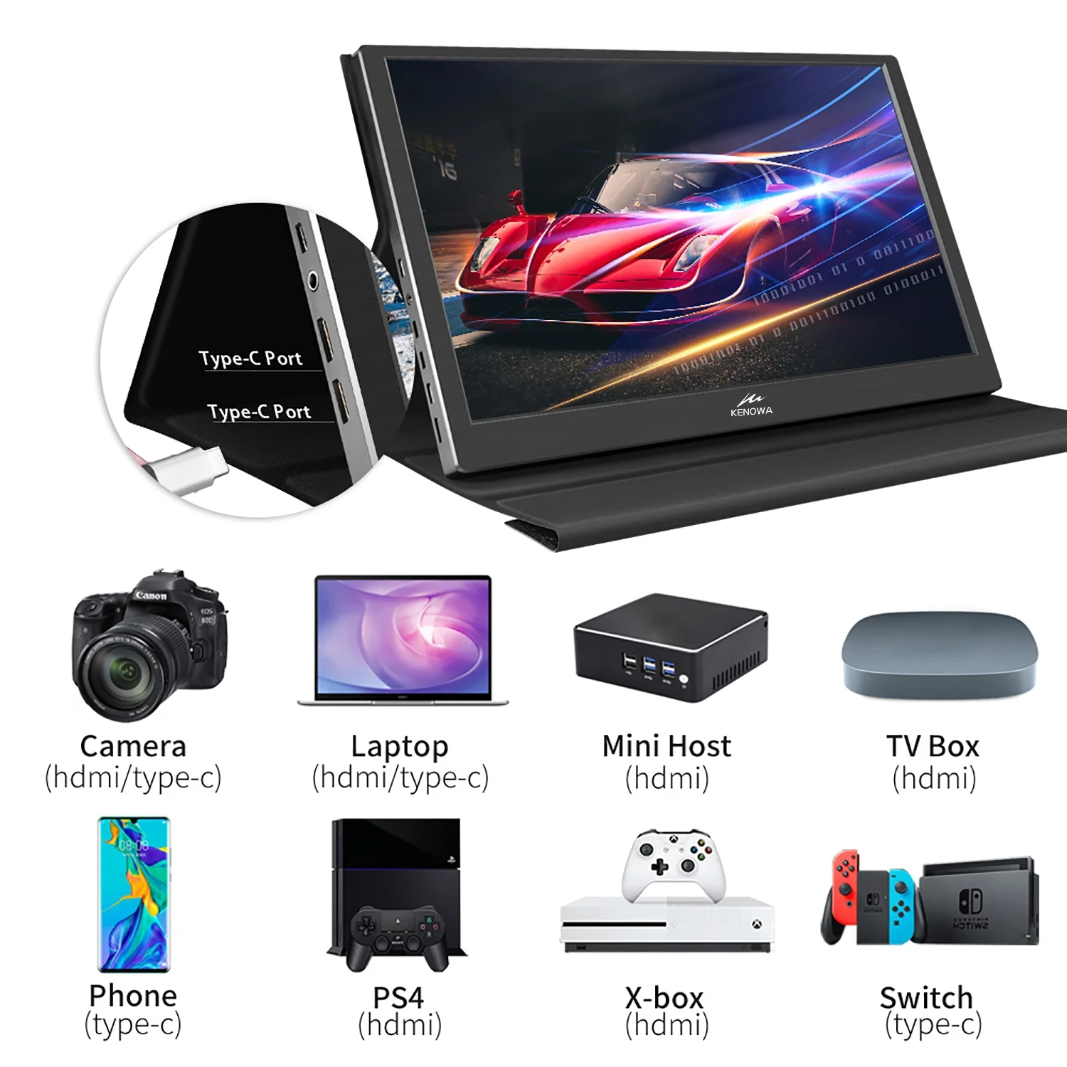 KENOWA Portable Monitor, 15.6