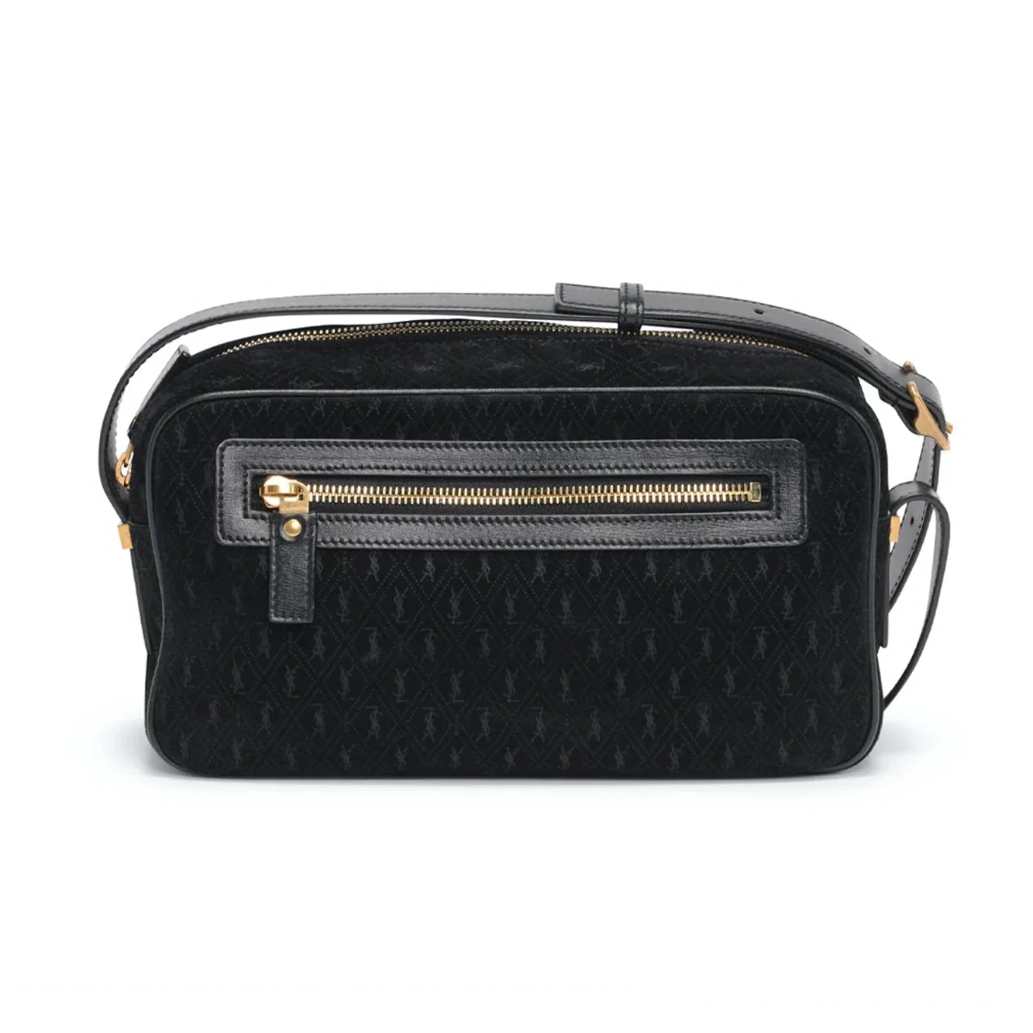 New Saint Laurent YSL King Palm Suede Monogram Black Camera Bag 568608