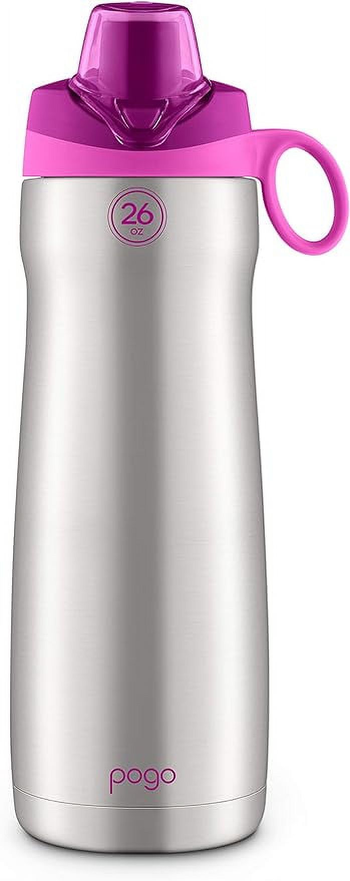 Pogo Vacuum Insulated Stainless Steel Water Bottle with Leak Proof Chug Lid and Silicone Carry Loop - 26oz